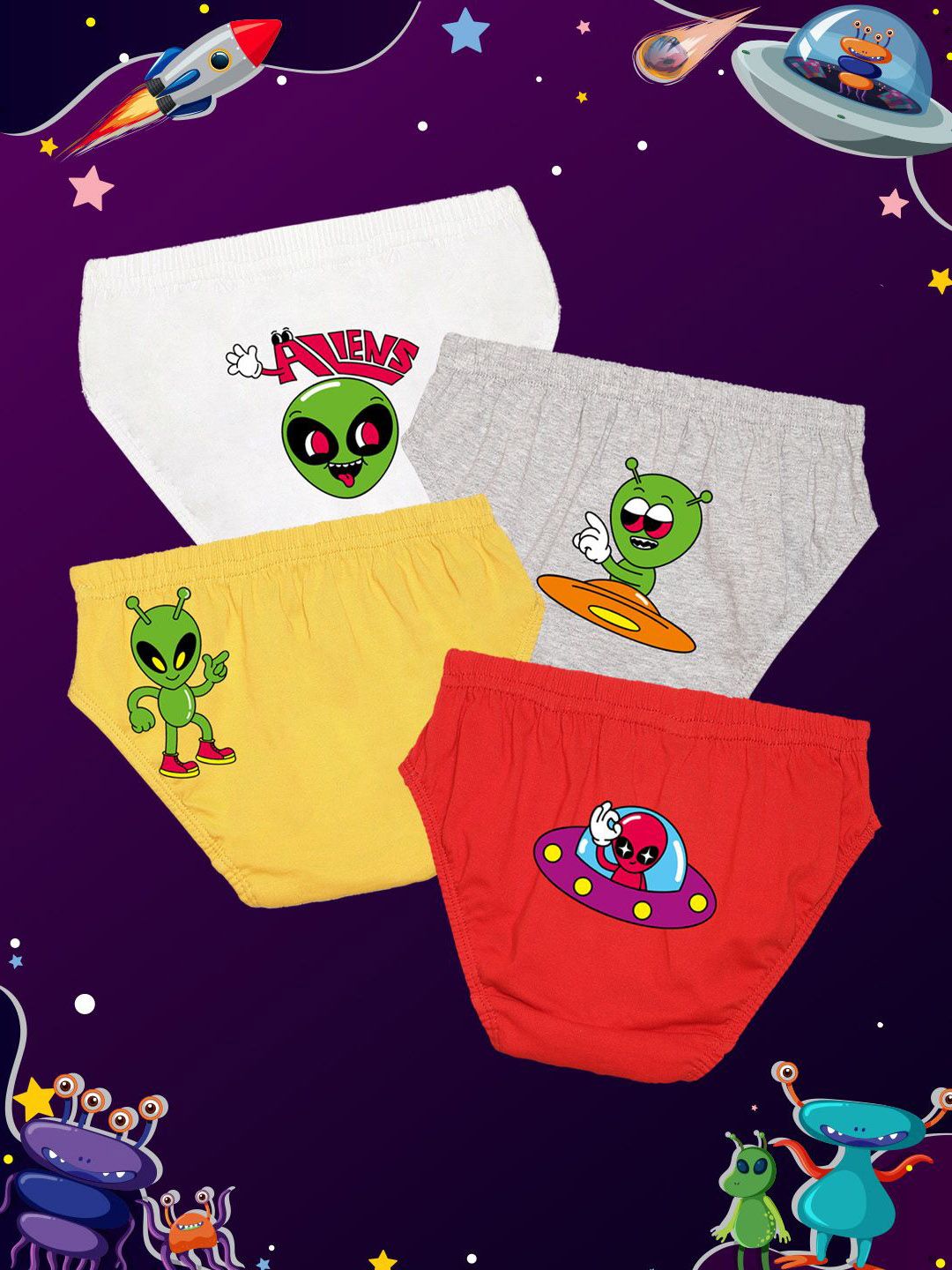 NUSYL Boys Pack Of 4 Printed Cotton Basic Briefs NUBCBRFPO4.0063-picture-20