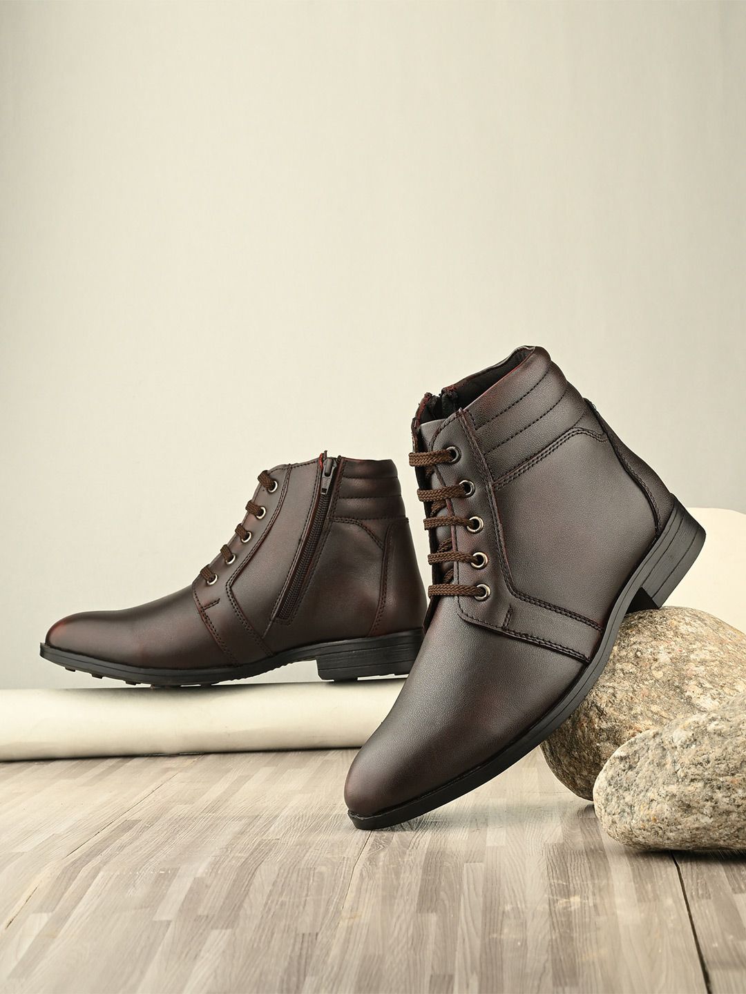 The Roadster Lifestyle Co Men Block Heeled Lace Up Boots-picture-42