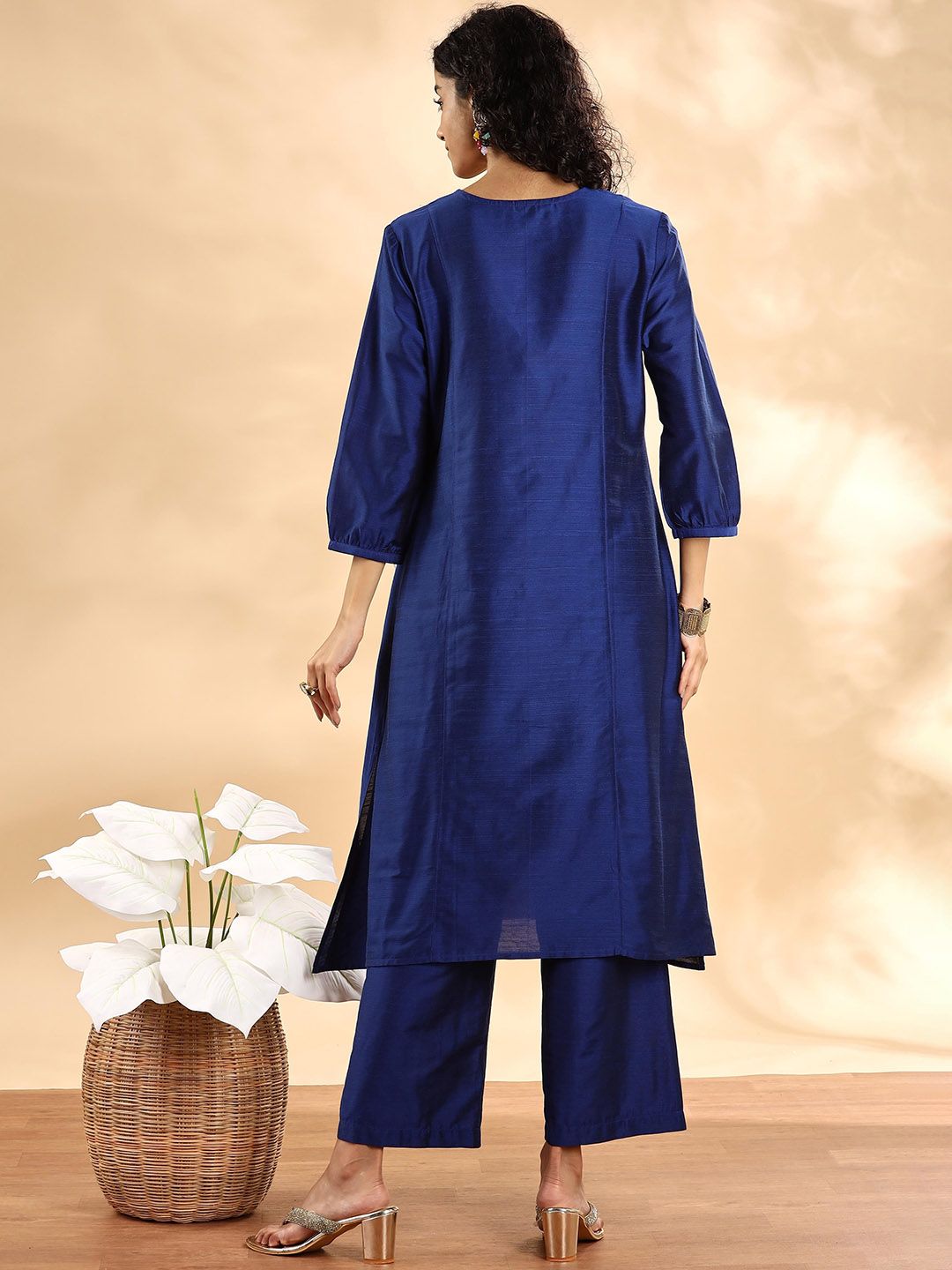 Women Orange Bandhani Printed Panelled Kurta with Palazzos