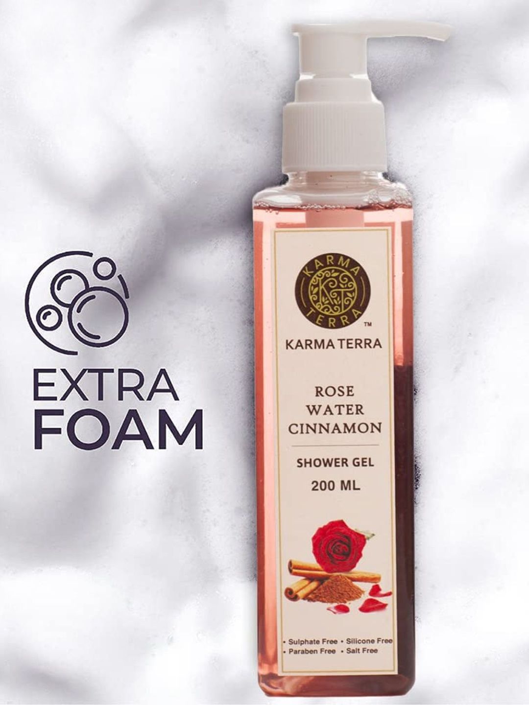 KARMA TERRA Rose Water Cinnamon Shower Gel For Soft & Smooth Skin - 200 ml-picture-12