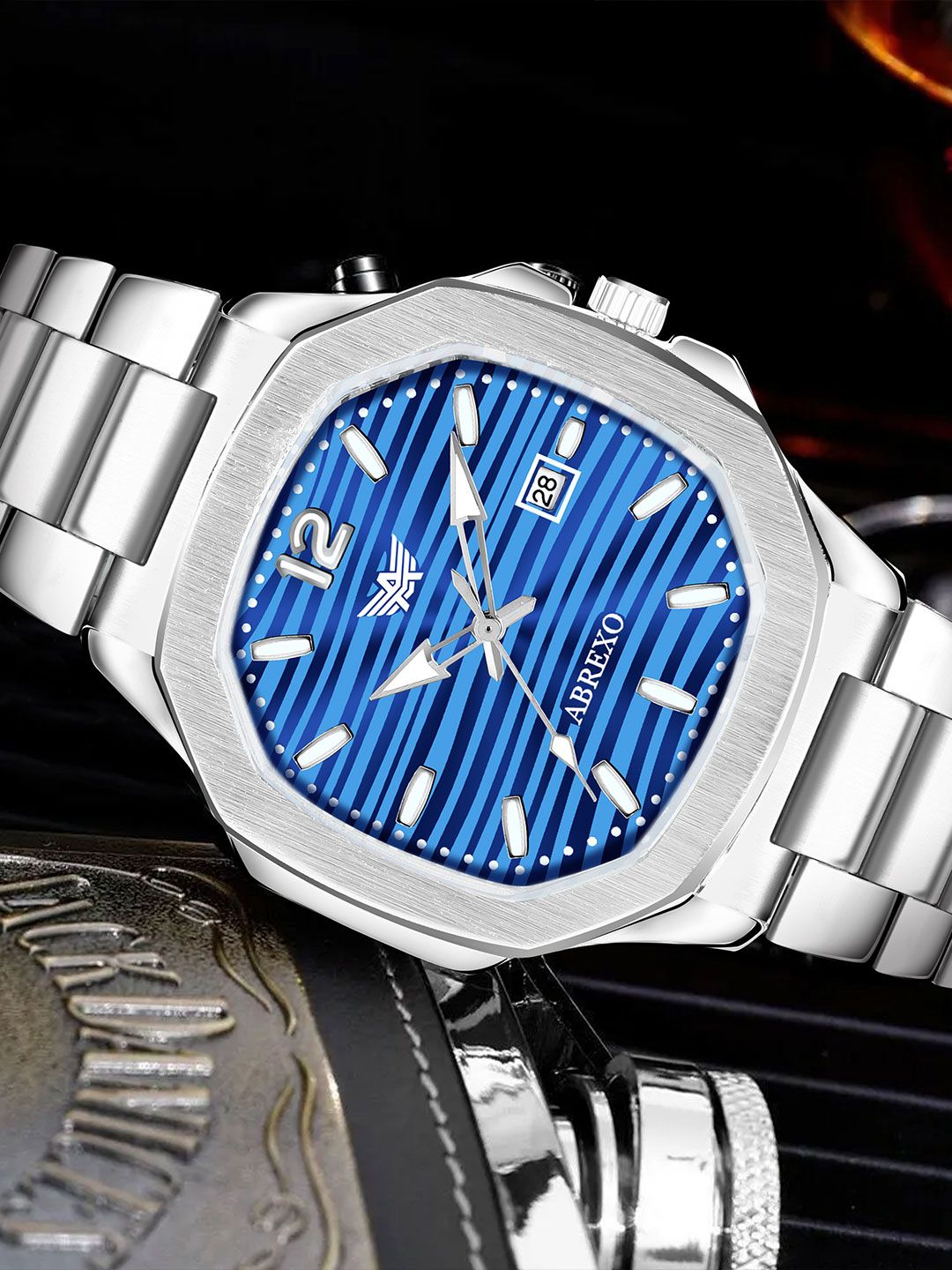 Abrexo Men Dial & Stainless Steel Bracelet Style Straps Analogue Watch Abx4571-picture-15