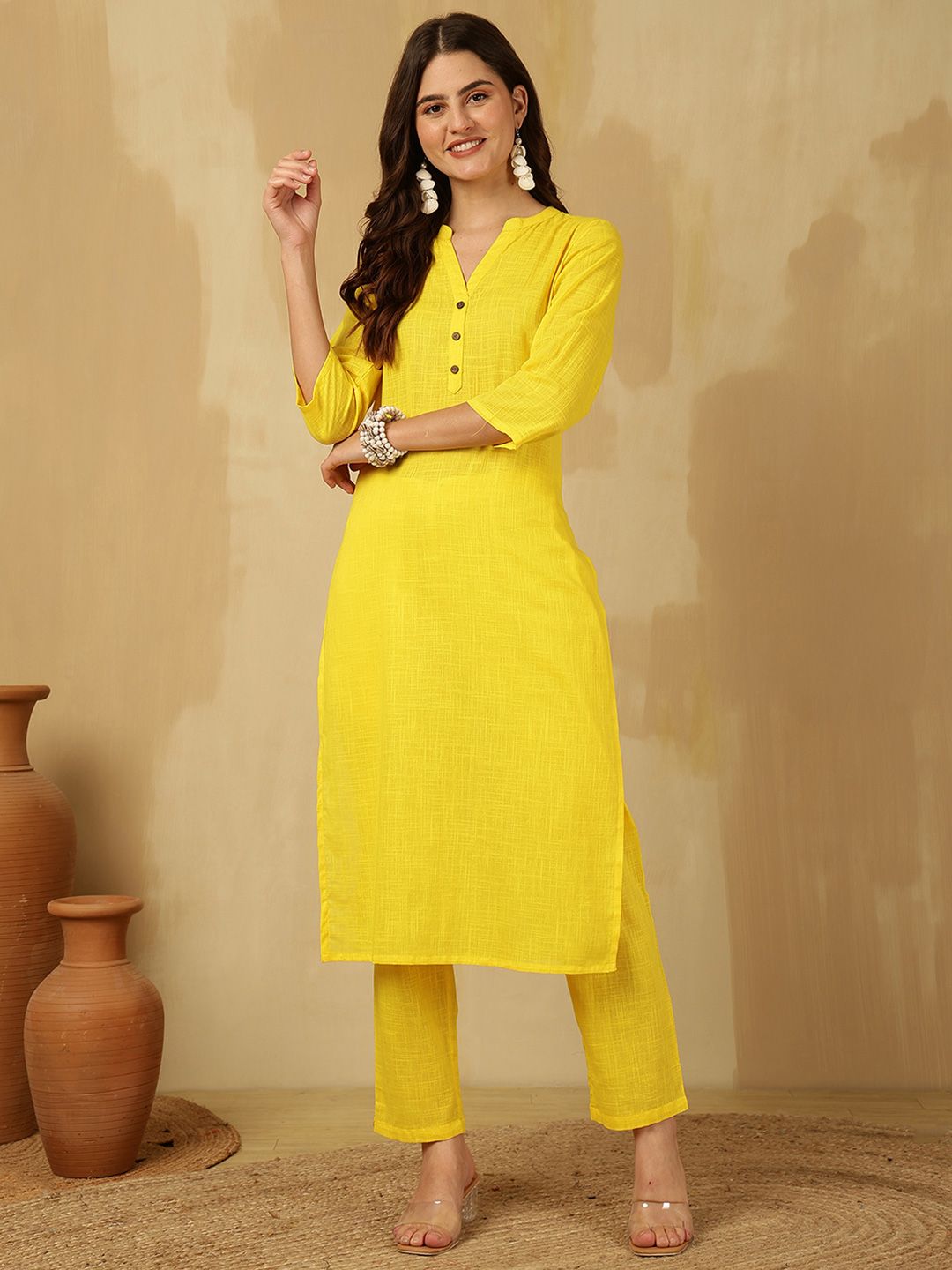 Anouk Rustic Women Regular Pure Cotton Kurta with Trousers