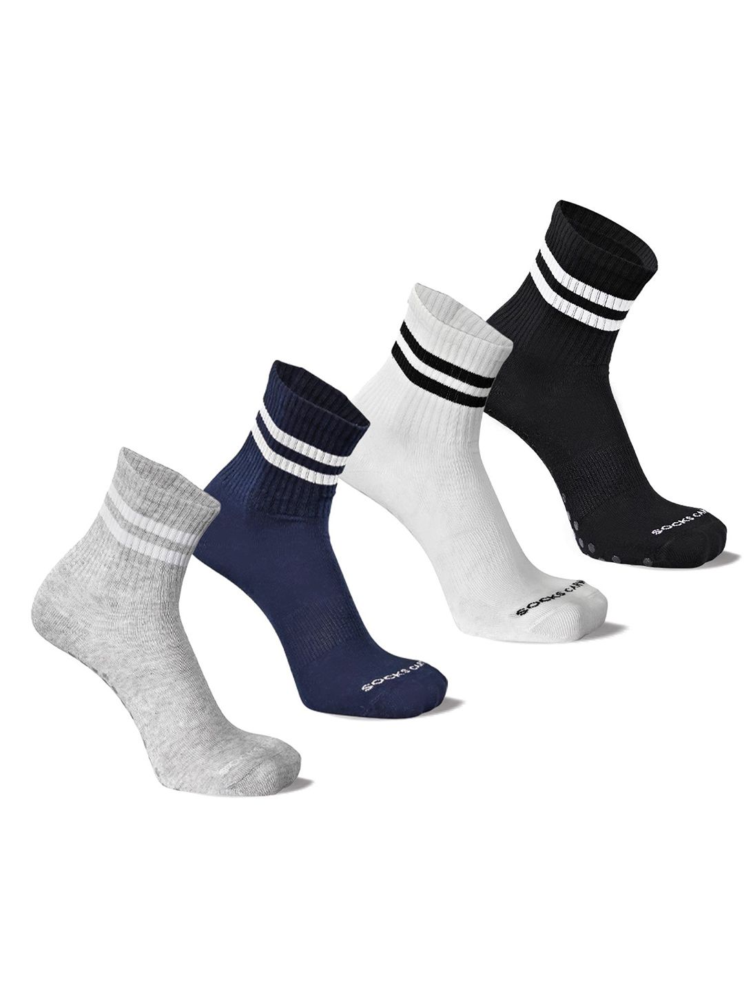 Sockscarving Men Pack Of 4 Striped Breathable Above Ankle Length Socks-picture-14