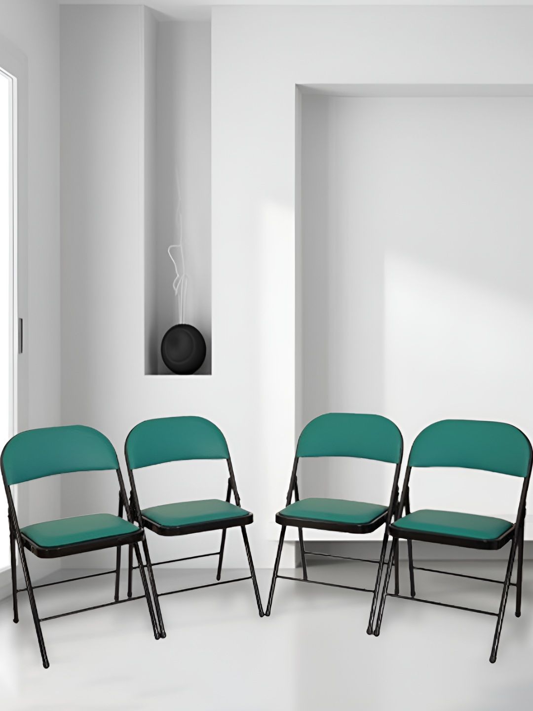 EROS 4-Pcs Green Folding Metal Dinning Chair