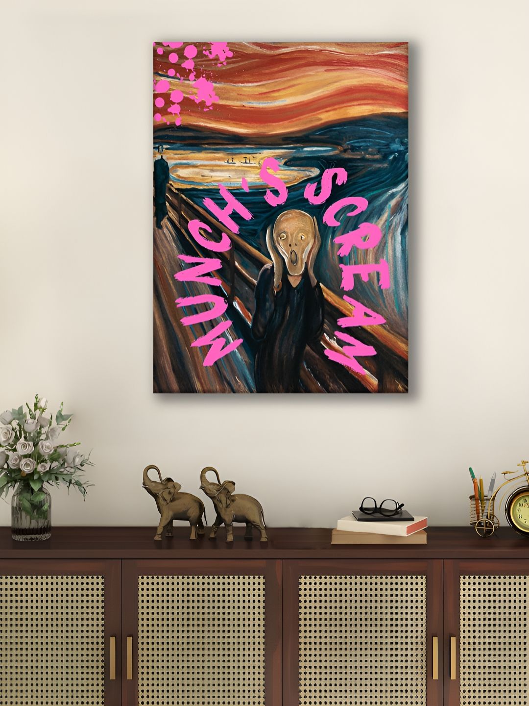 Myntra Elegant Homes Blue & Pink 1 Piece Canvas Other Wall Paintings-picture-15