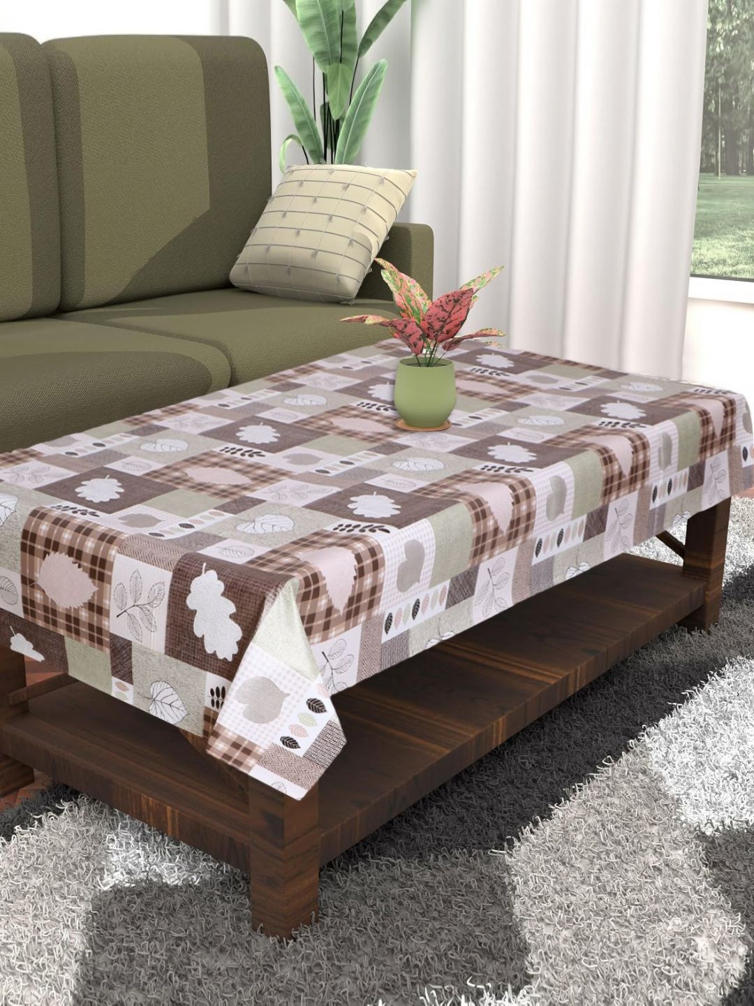 Dakshya Industries Grey Geometric Printed Waterproof Plastic 4-Seater Table Cover-picture-18