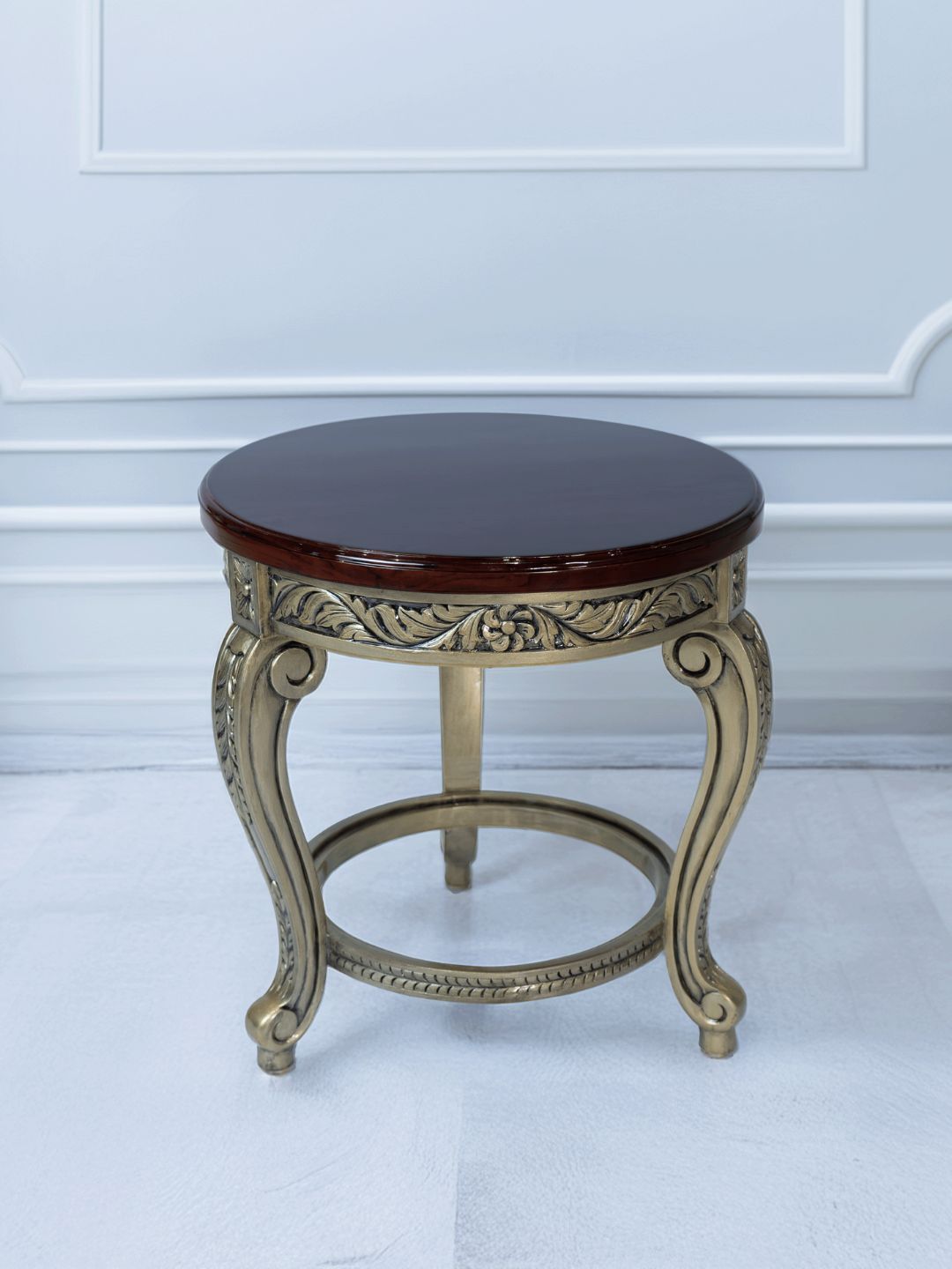 Sujan Carnival Funiture Brown Teak Wood Antique Finish Stool-image-2