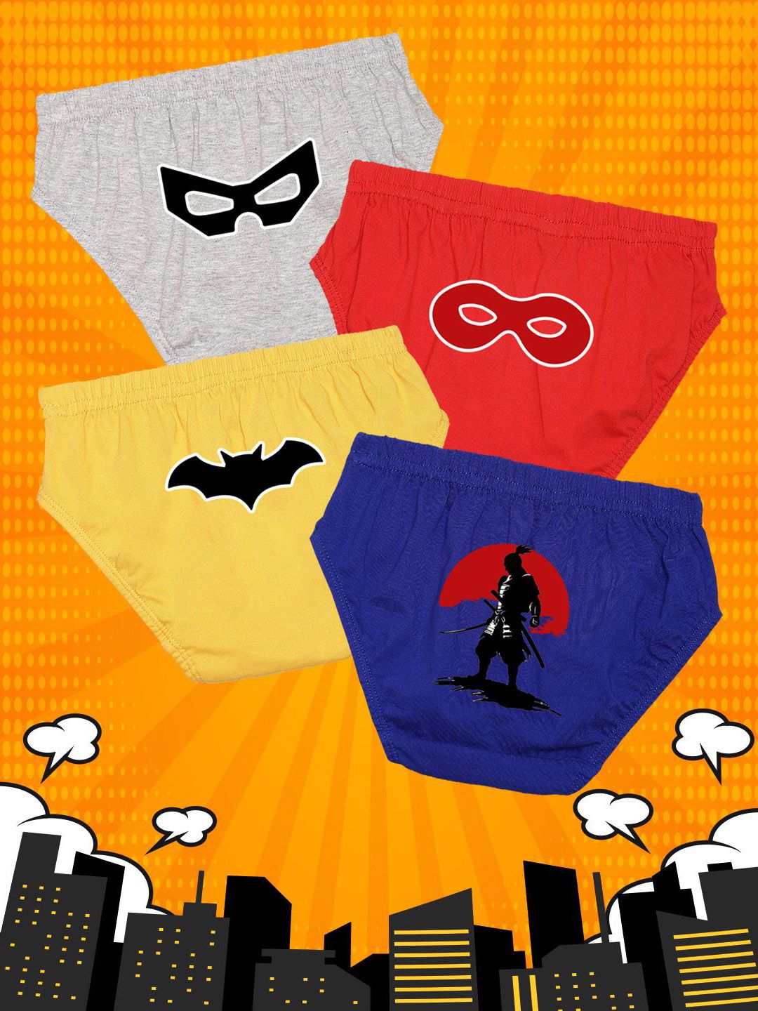 NUSYL Pack Of 4 Printed Cotton Basic Briefs NUBCBRFPO4.0054-picture-21