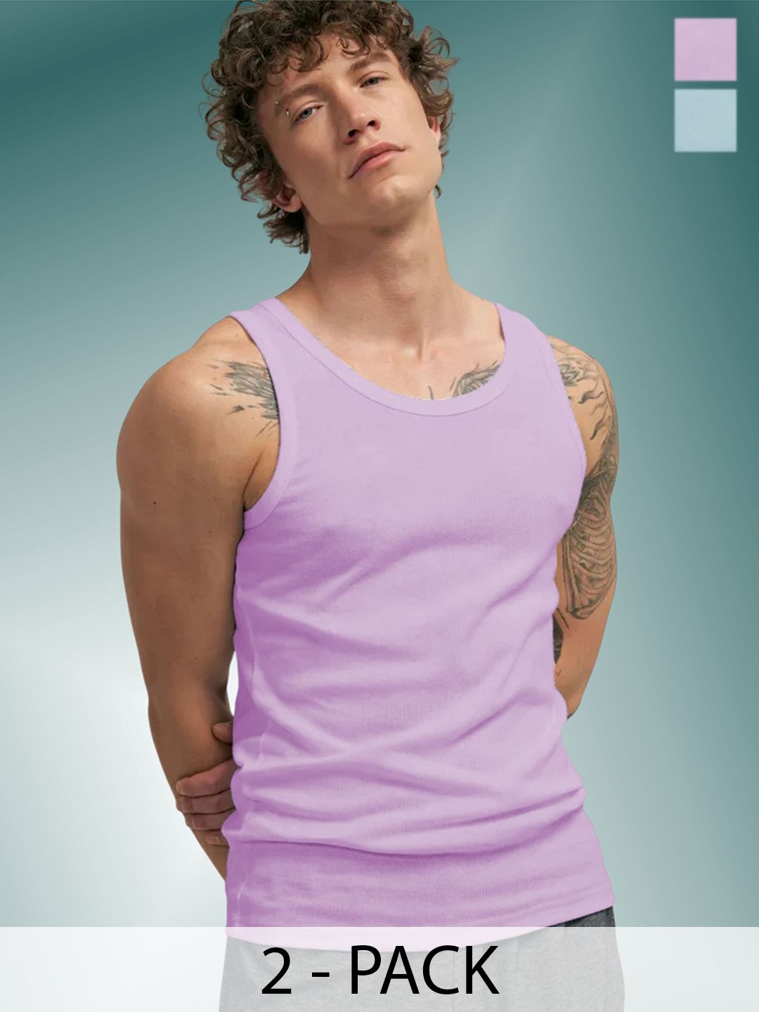 Uniplanet store Pack Of 2 Gym Vests VANumber - UVM-PLC2-SKBL-PRPL-S-picture-25