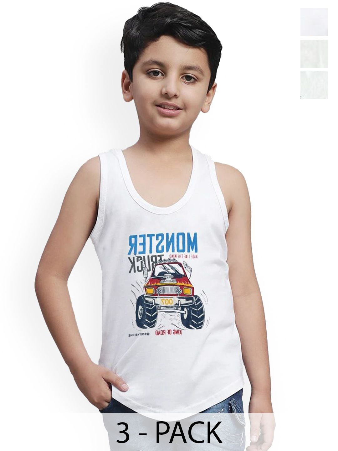 Mega style Pack Of 3 Printed Kids Vests VANumber - BS-W_SOLID-P3_02-0-3M-picture-33