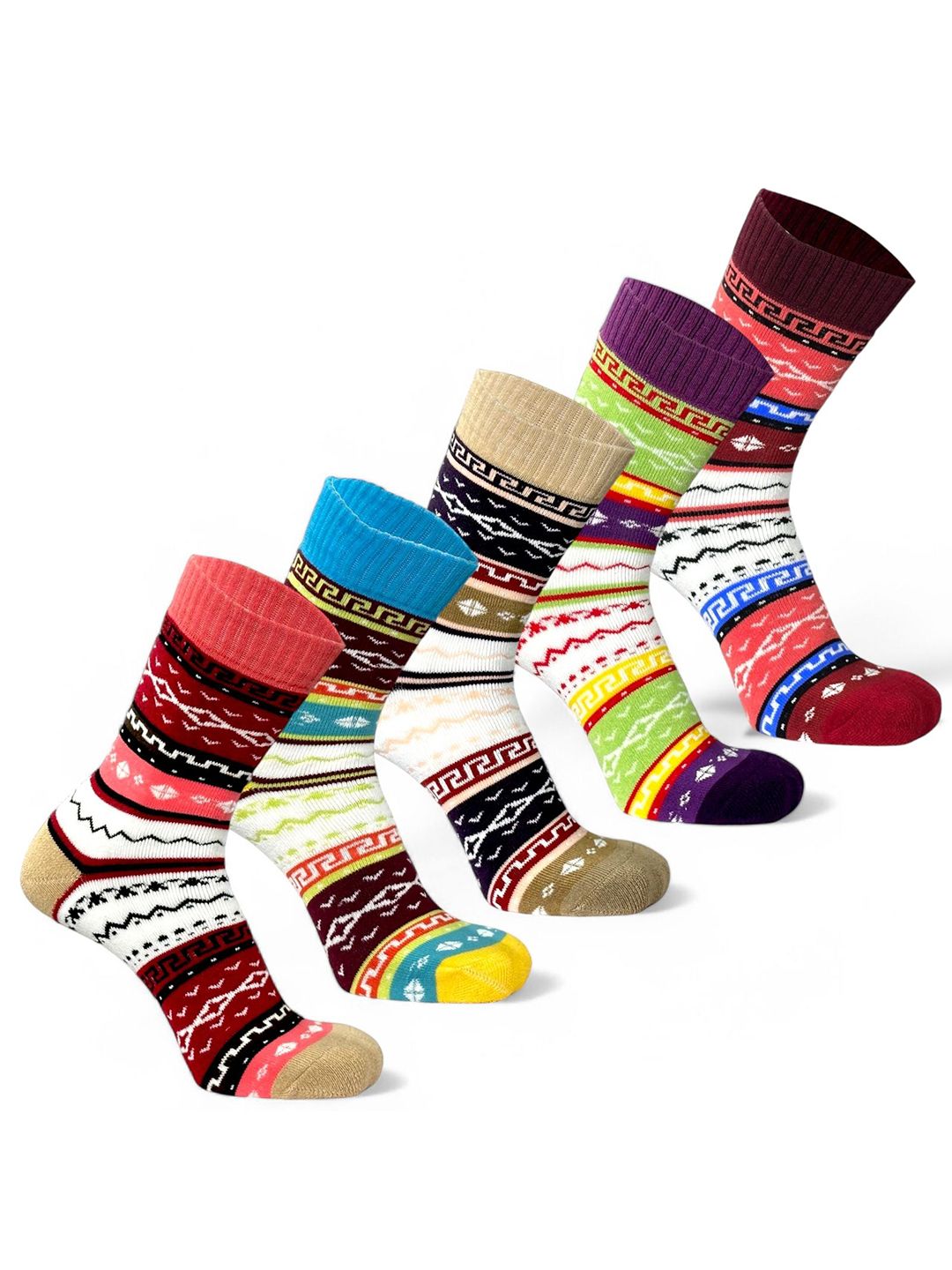Sockscarving Men Pack Of 5 Striped Cotton Breathable Above Ankle Length Socks-picture-22