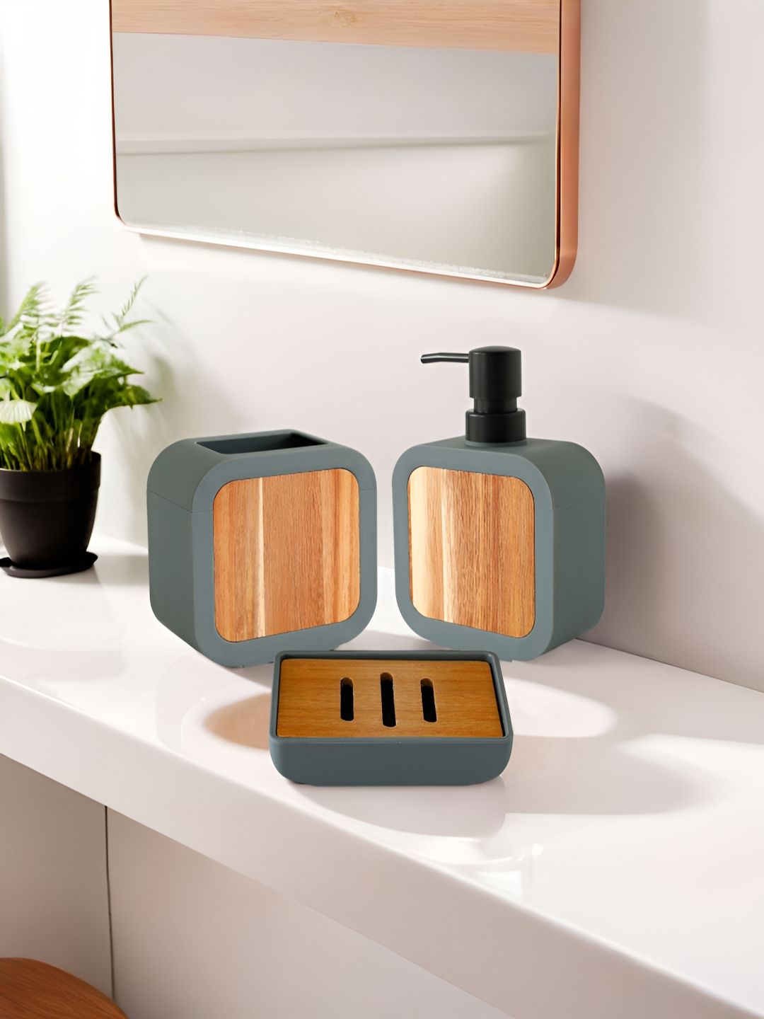 The Better Home Multicoloured 3 Ceramic Bath Accessories Set-picture-18