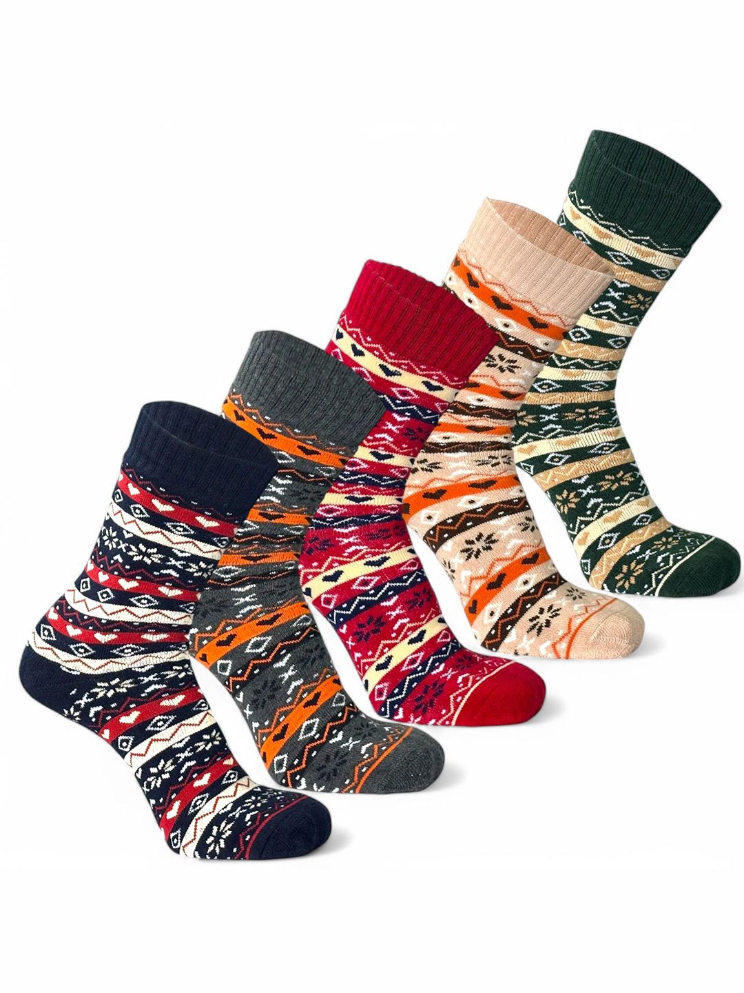 Sockscarving Men Pack Of 5 Striped Cotton Breathable Above Ankle Length Socks-picture-49