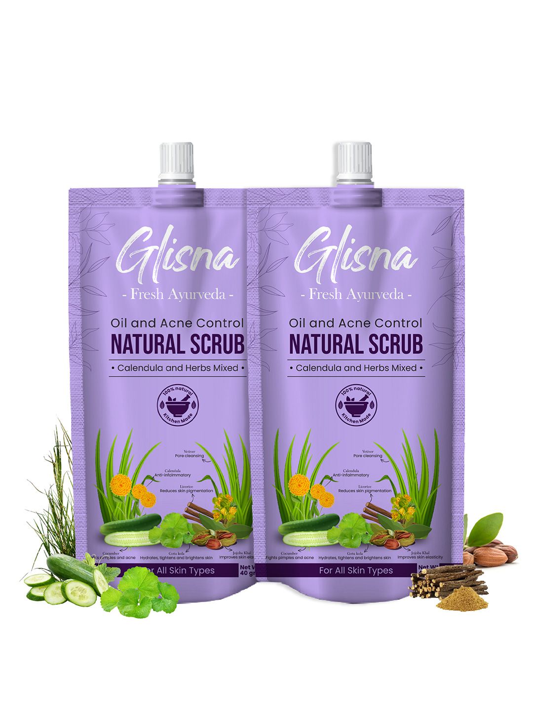 Glisna Set Of 2 Natural Oil & Acne Control Face Scrub- 40 g Each-image-44