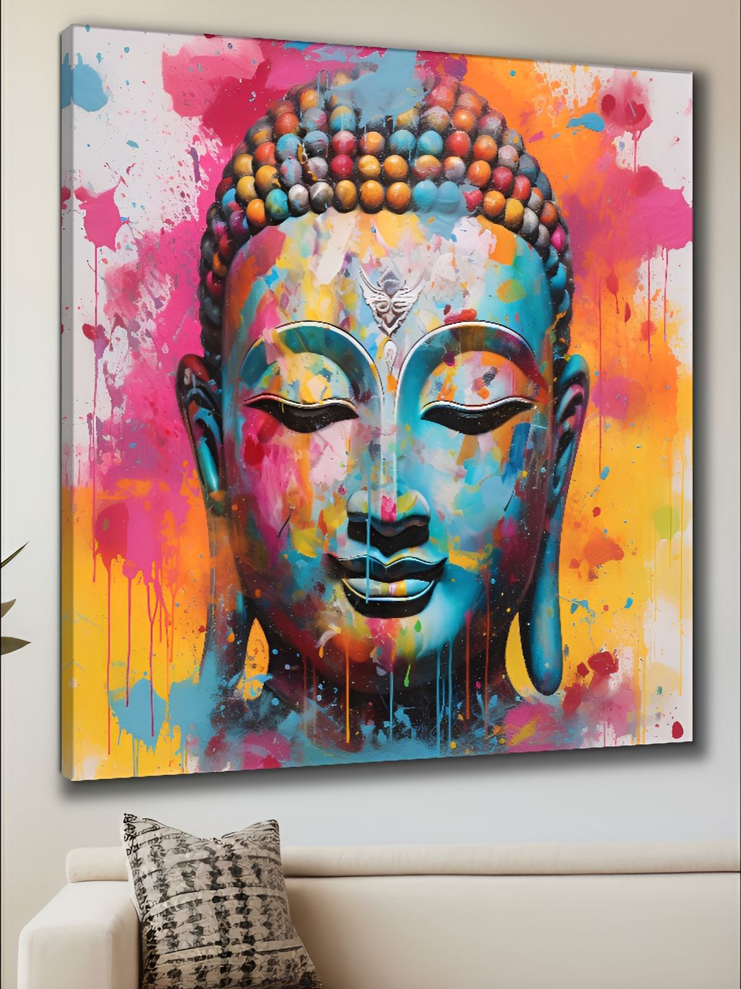 Myntra Elegant Homes Pink & Blue 1 Piece Canvas Religious Wall Paintings-picture-26