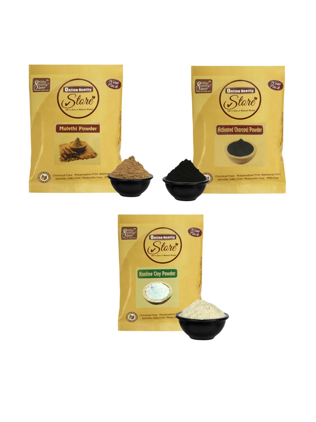 Online Quality Store Set Of 3 Charcoal, Kaoline Clay Powder & Mulethi Powder - 50 g Each-image-20