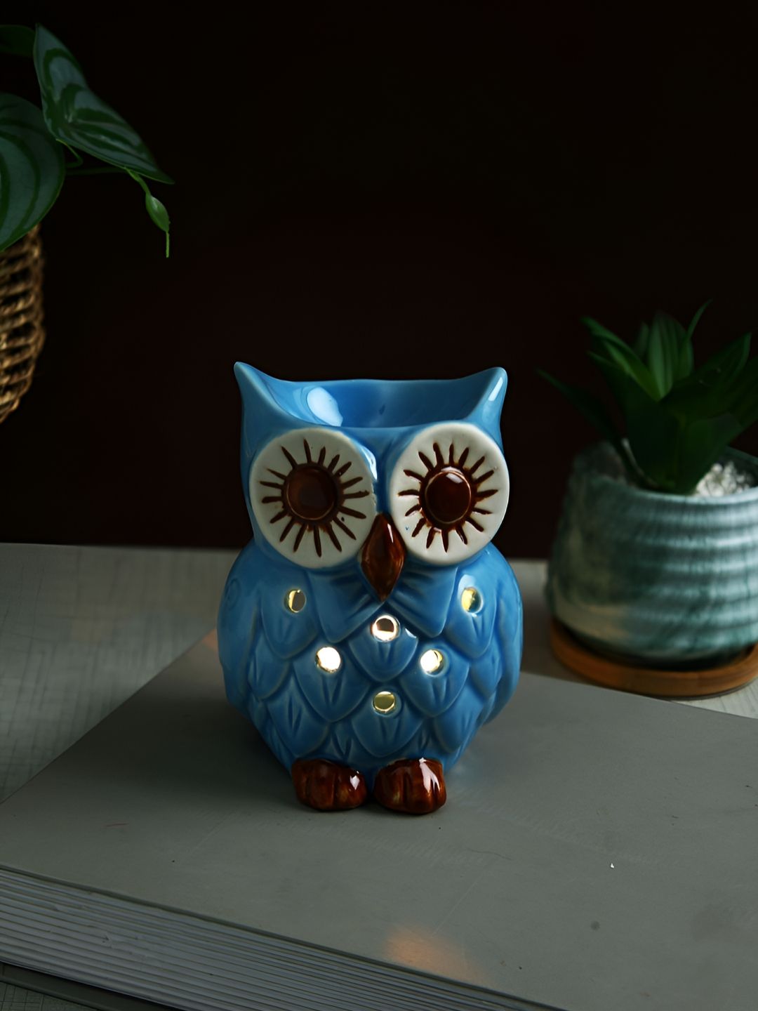 TAYHAA Blue & White Ceramic Owl Aroma Oil Diffusers-image-44