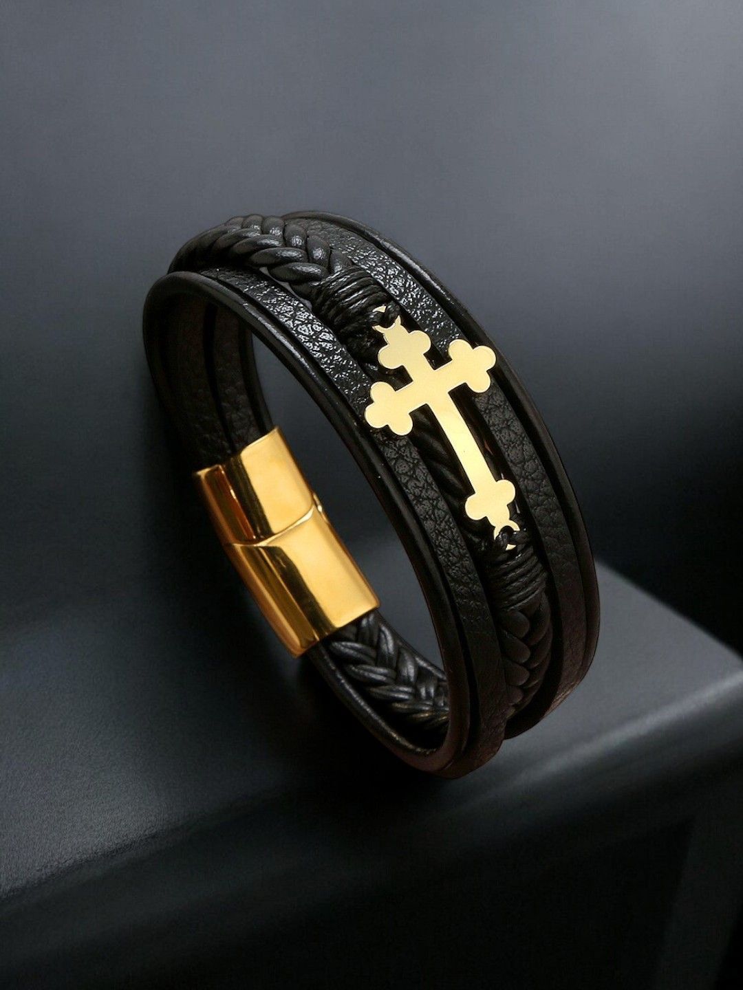 HOT AND BOLD Men Handcrafted Gold-Plated Wraparound Bracelet-picture-36