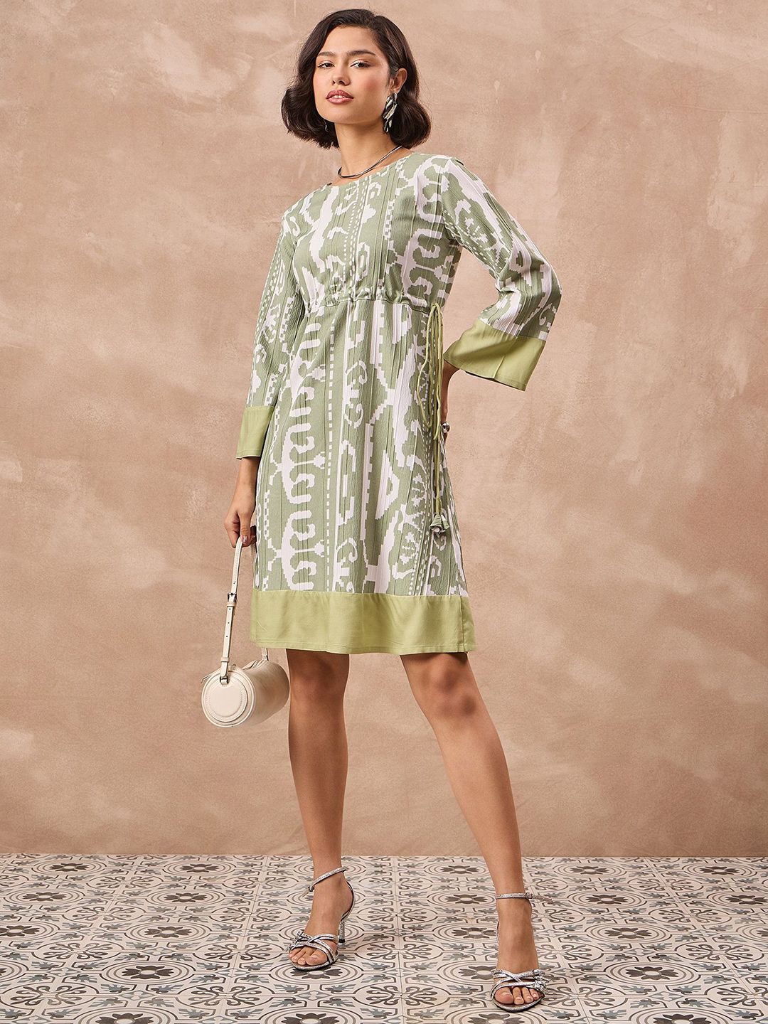 all about you Print Flared Sleeve Georgette A-Line Dress