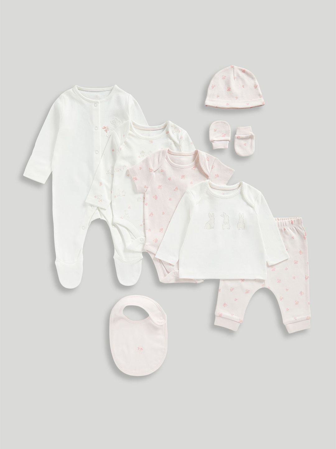 mothercare Infants 8Pcs Printed Cotton Baby Apparel Gift Set