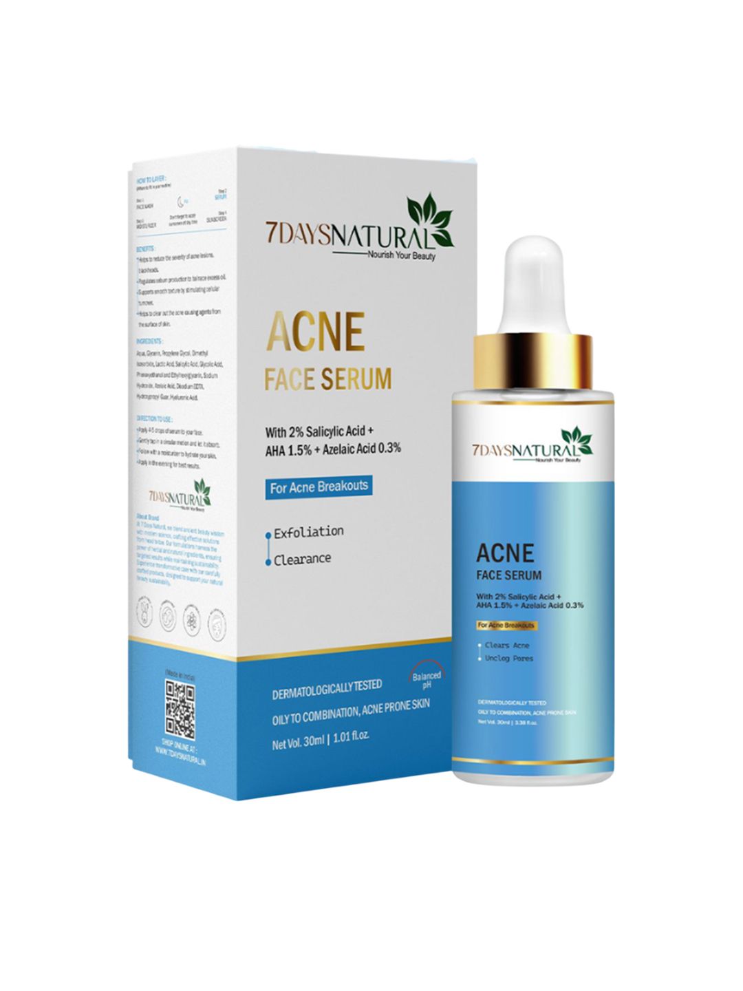 7daysnatural 7DAYS Acne Face Serum With 2% Salicylic Acid, AHA 1.5% & Azelaic Acid 0.3% - 30 ml-picture-17