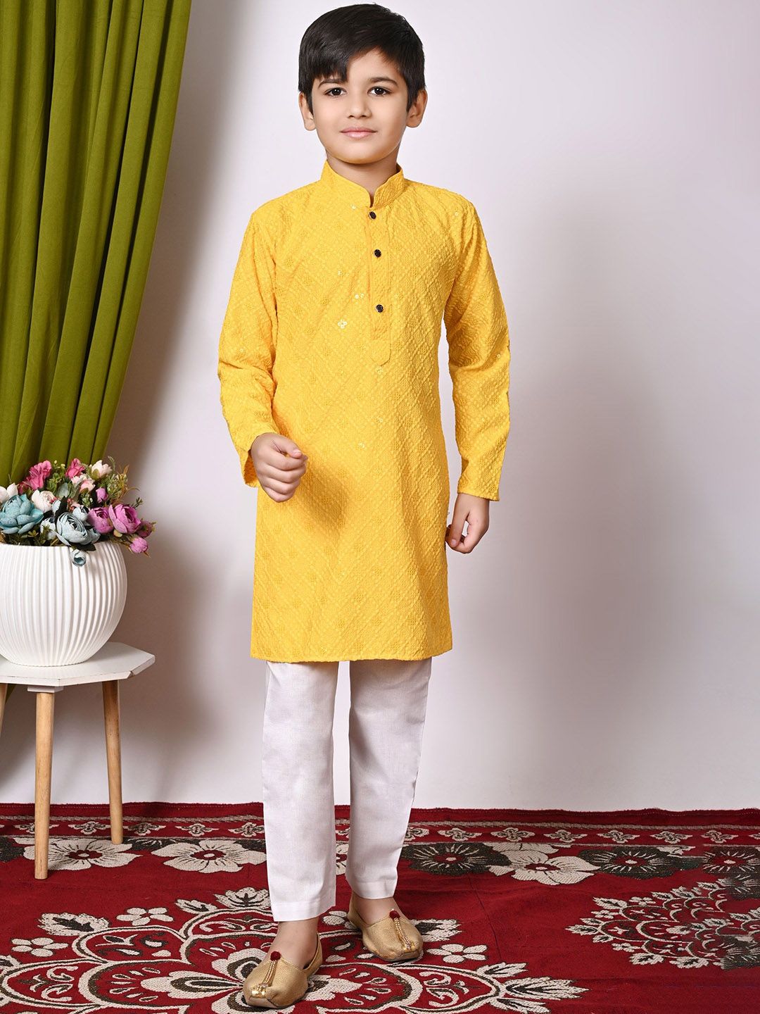NFC CREATION Boys Embroidered Regular Sequinned Kurta with Pyjamas-picture-17