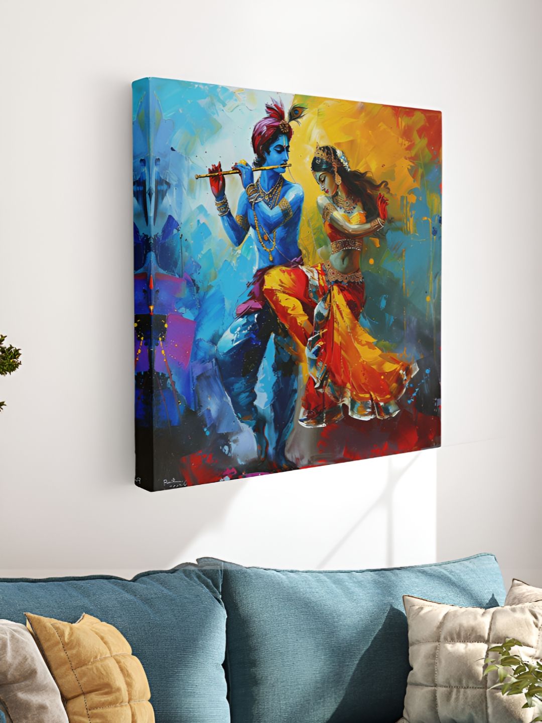 Myntra Elegant Homes Blue & Yellow 1 Piece Canvas Other Wall Paintings-picture-10