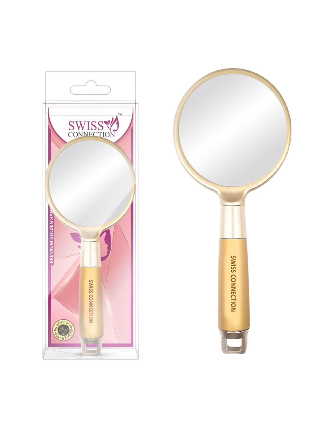 Swiss Connection Handheld Beauty Makeup Round Hand Mirror