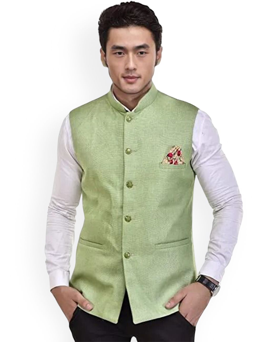 Seetoo Mandarin Collar Woven Nehru Jacket-picture-53