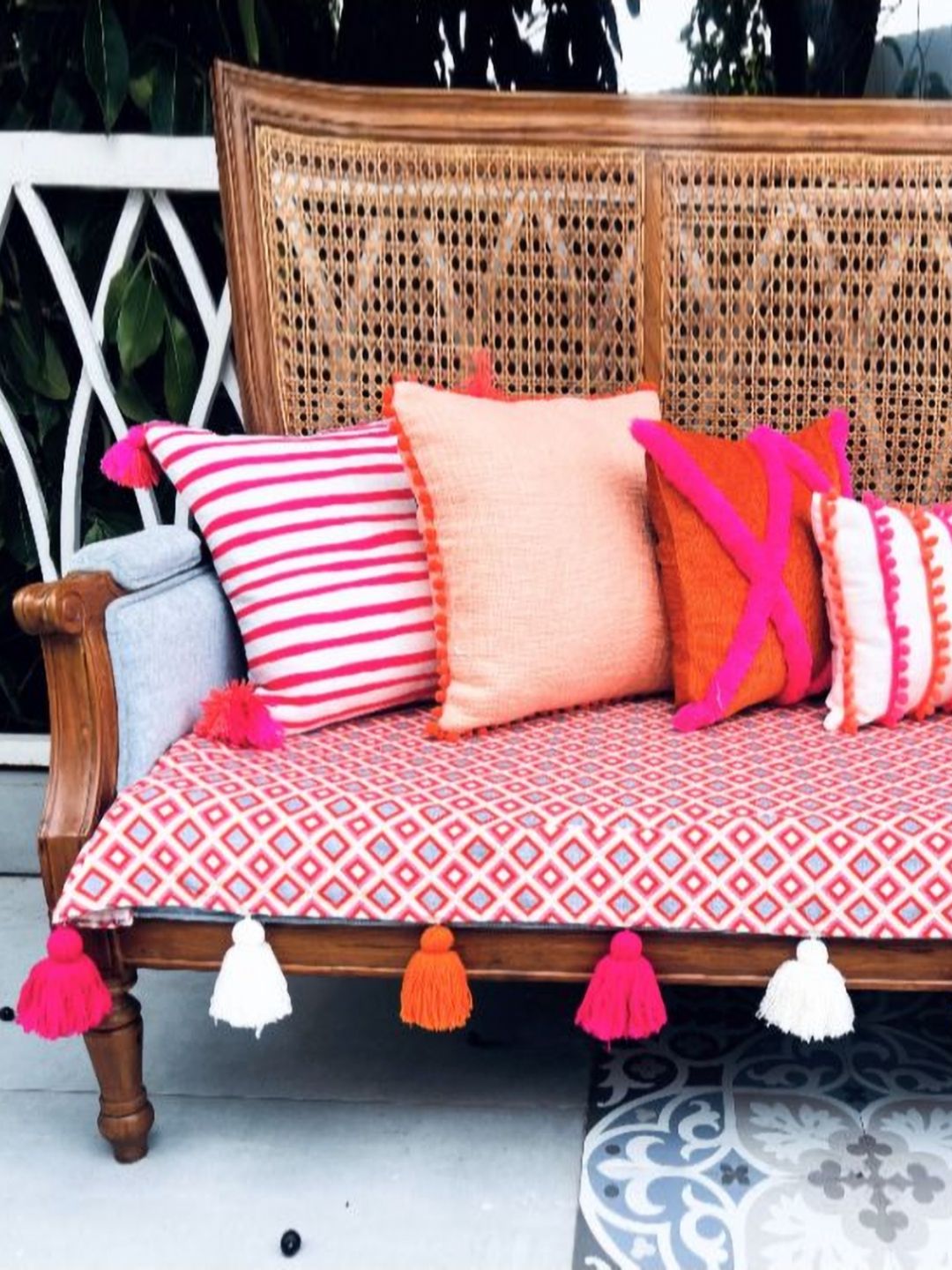 THROWPILLOW Red & Multicoloured Printed Polyester 1 Piece Sofa Cover-image-29