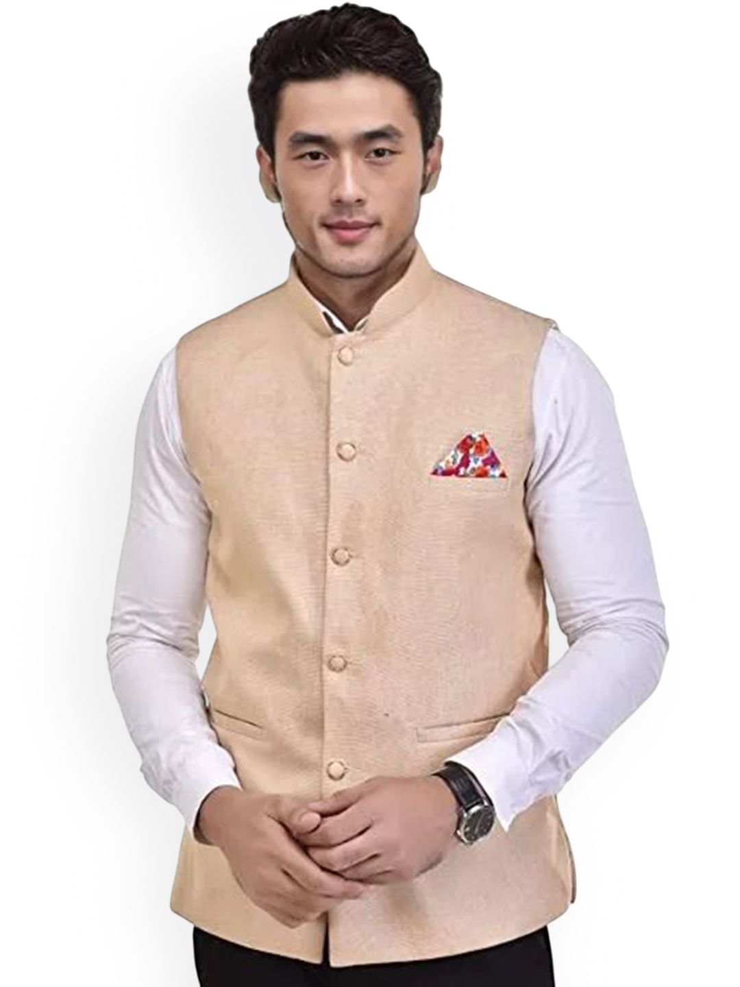 Seetoo Mandarin Collar Woven Nehru Jacket-picture-11