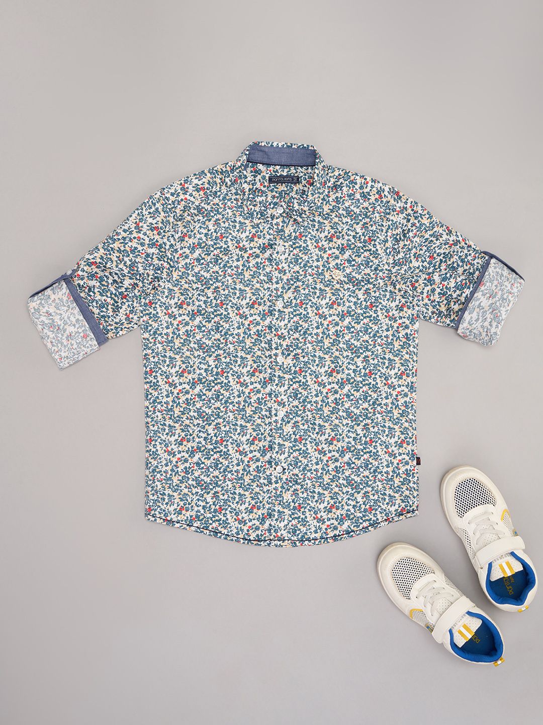 Pantaloons Junior Boys Floral Opaque Party Shirt-picture-24