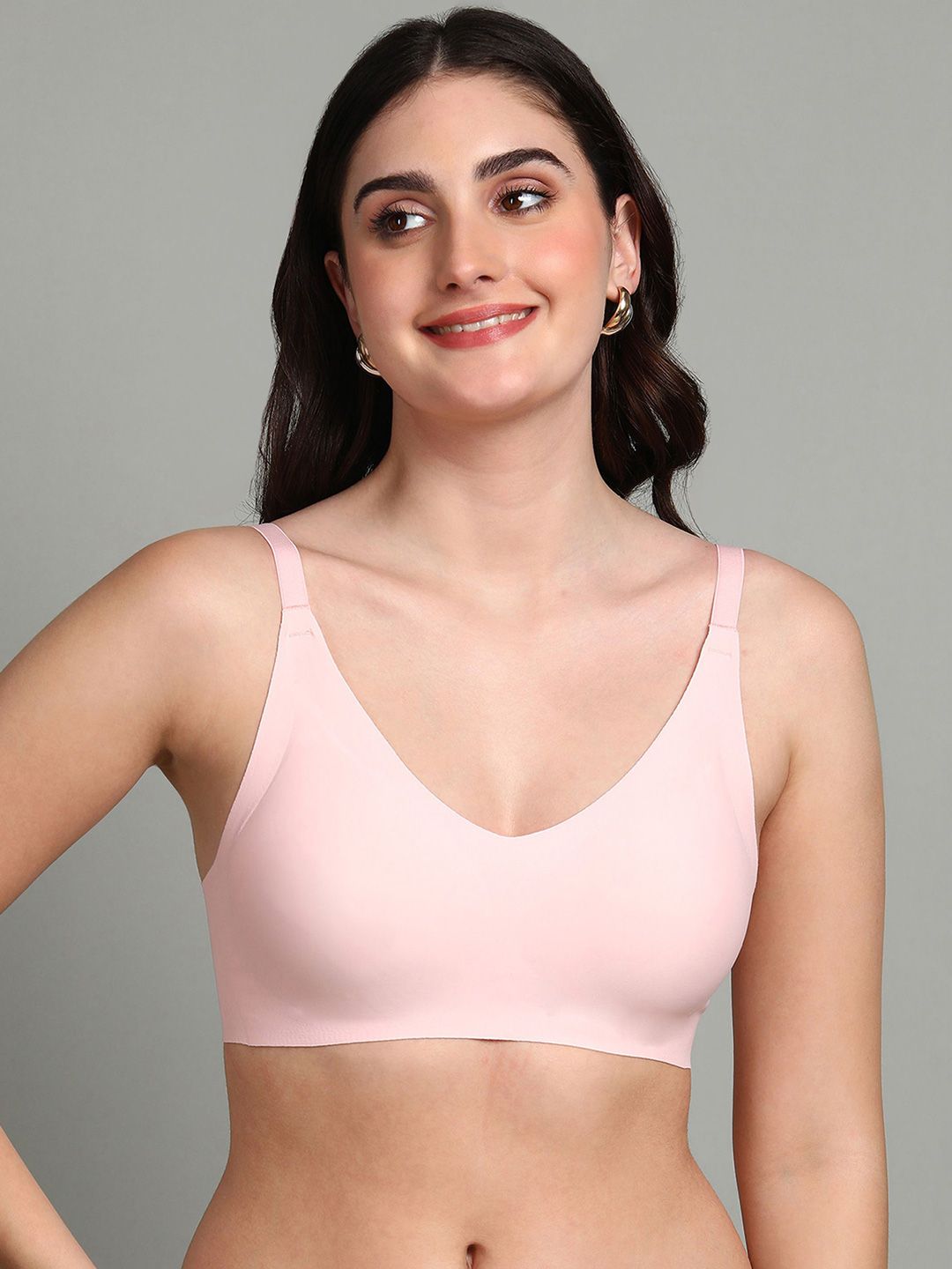 Dressberry Lightly Padded Invisi-Fit Elastic-Free Bottom Band Seamless Bonded Bra