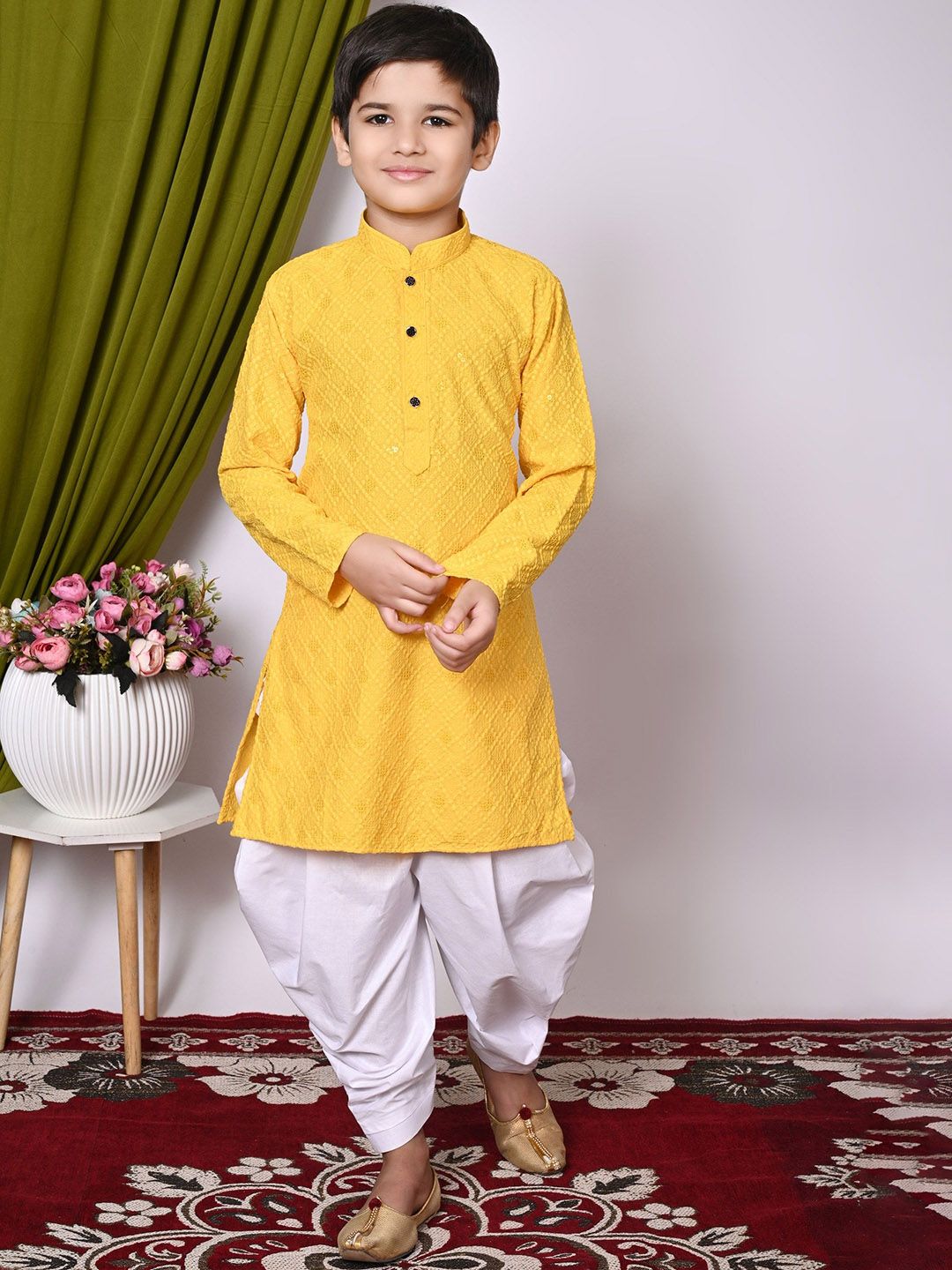 NFC CREATION Boys Ethnic Motifs Embroidered Regular Sequinned Kurta with Patiala-picture-32