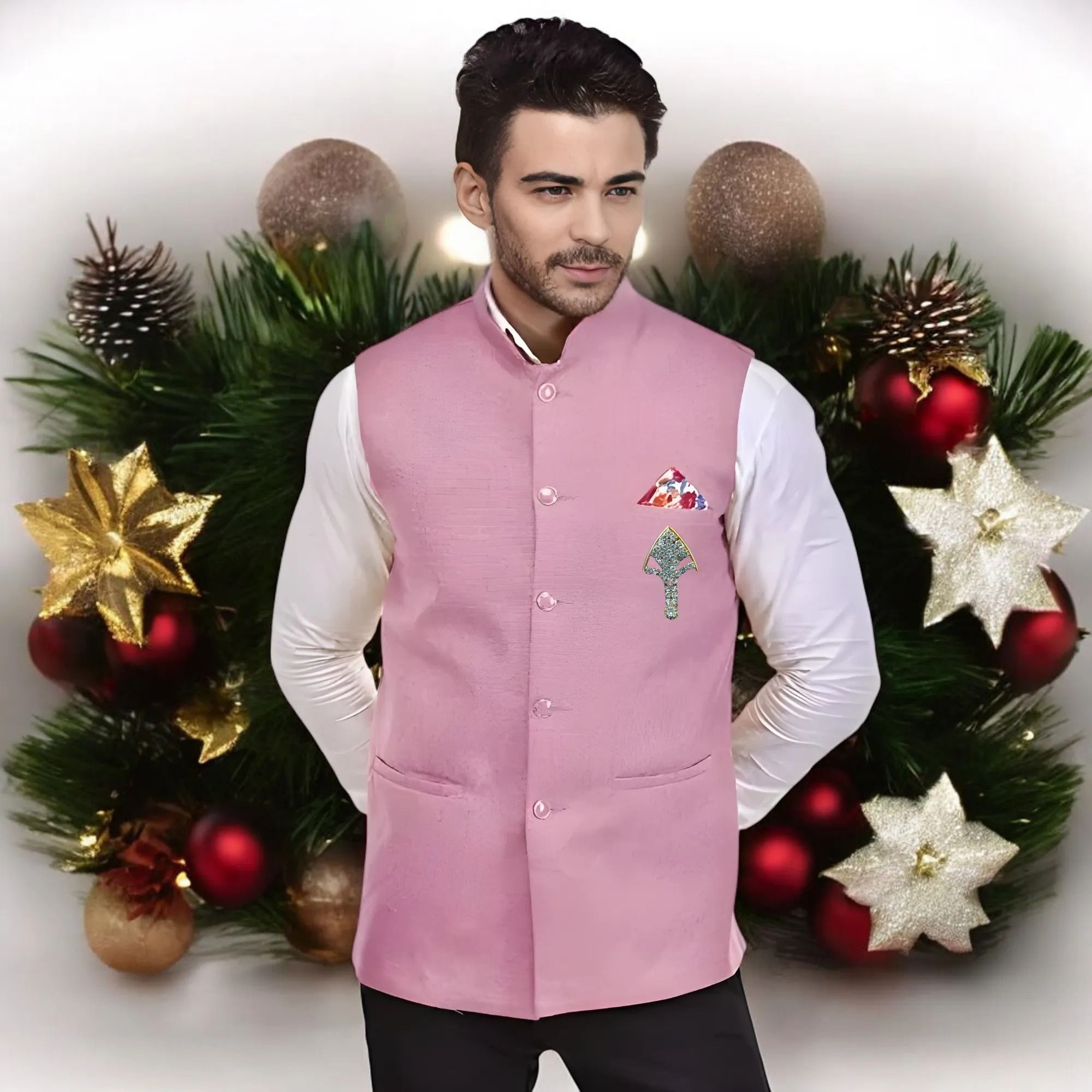 Seetoo Mandarin Collar Woven Nehru Jacket-picture-15