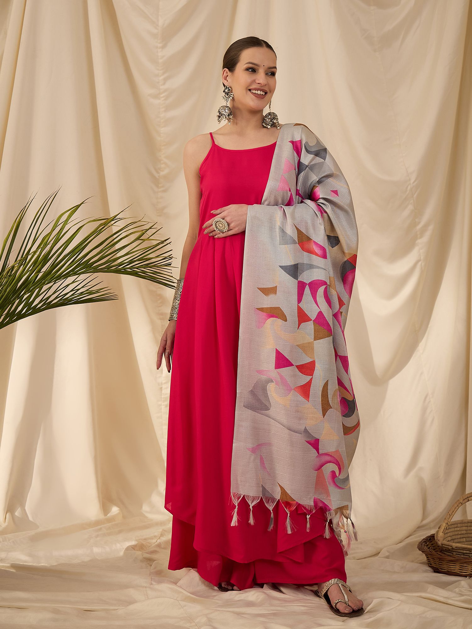 InWeave Women Regular Kurta with Palazzos & With Dupatta-picture-24