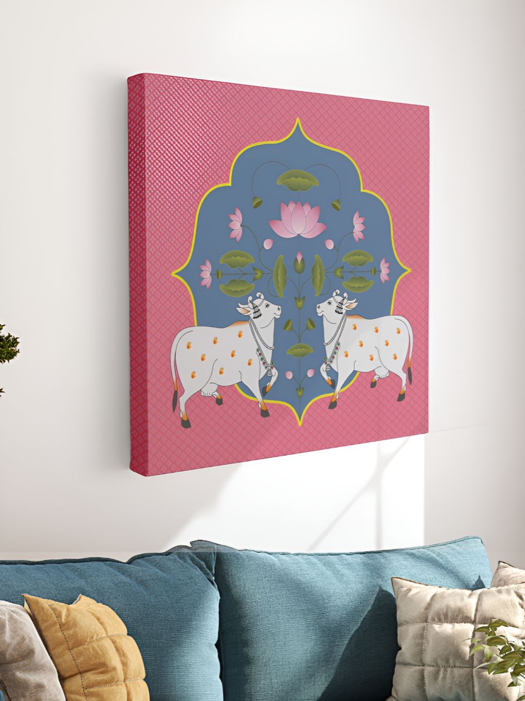 Myntra Elegant Homes Pink & Blue 1 Piece Canvas Other Wall Paintings-picture-16