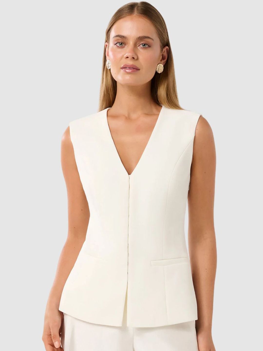 forever new Forever V Neck Hattie Hook & Eye Waistcoat-picture-41