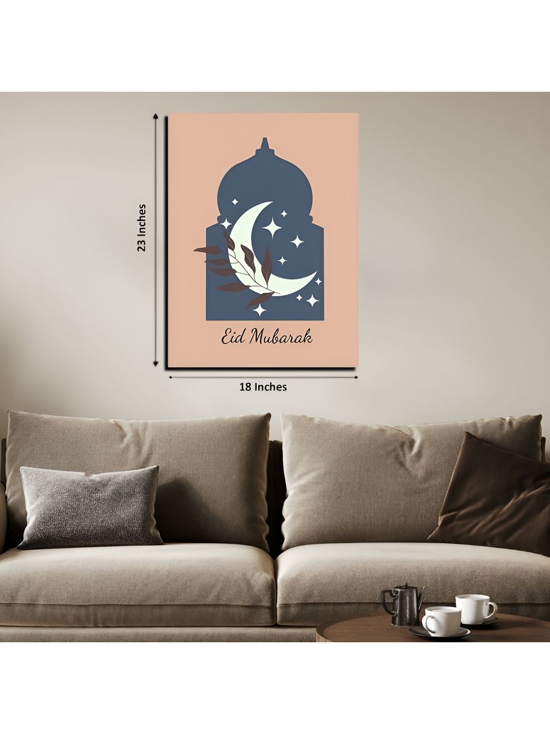 Chalk My Theme Peach-Coloured & Blue 1 Piece Wood Other Wall Paintings-picture-16