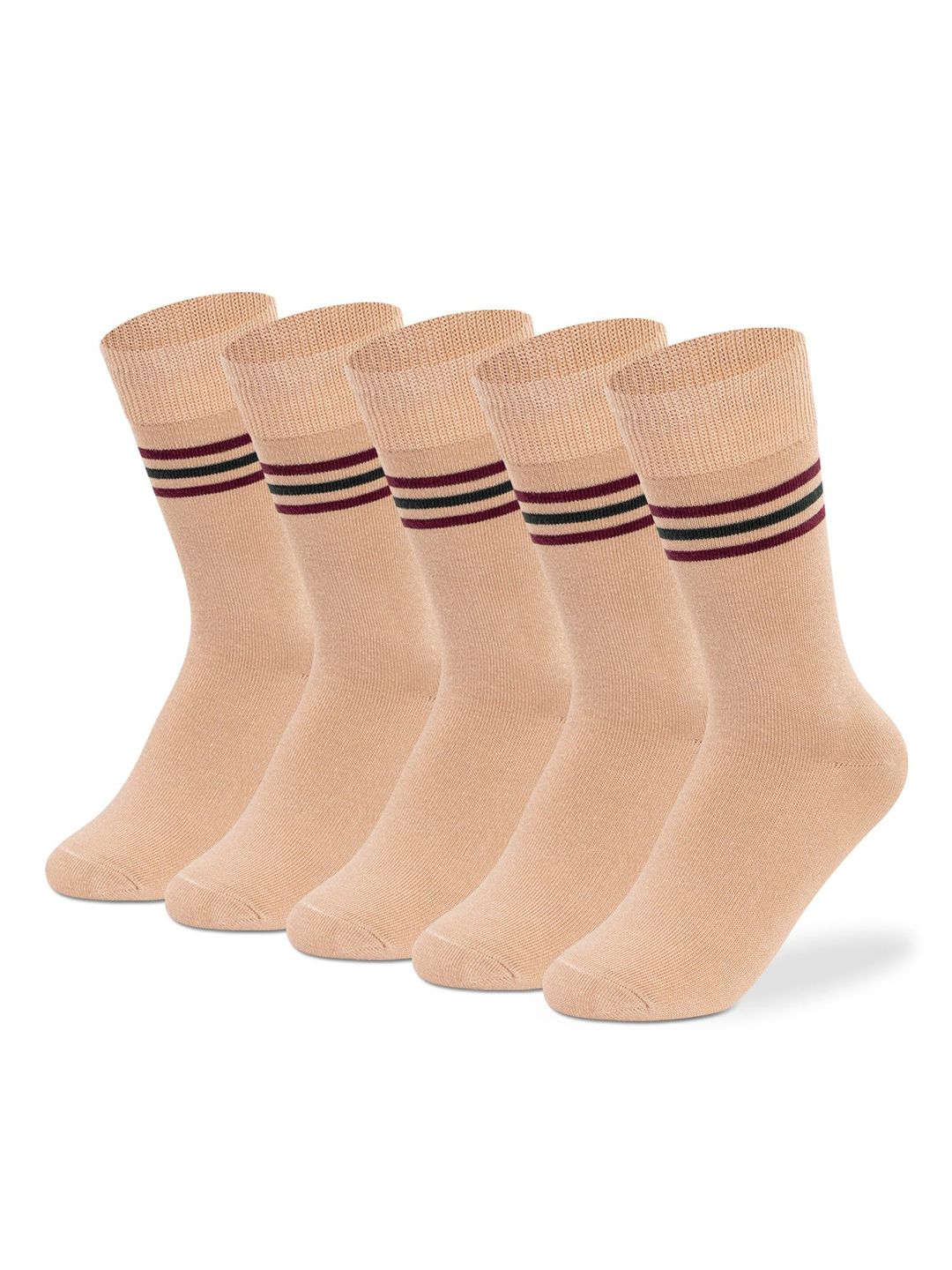 Supersox Kids Pack Of 5 Striped Cotton Calf-Length Socks-picture-29