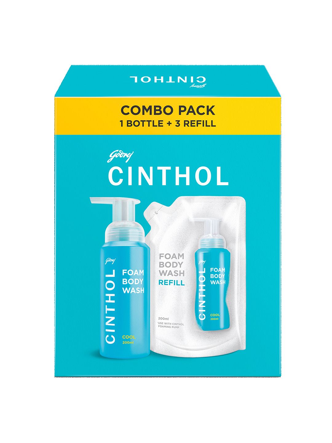 Cinthol Cool Foaming Body Wash with 3 Refills Combo - 200ml each-image-12