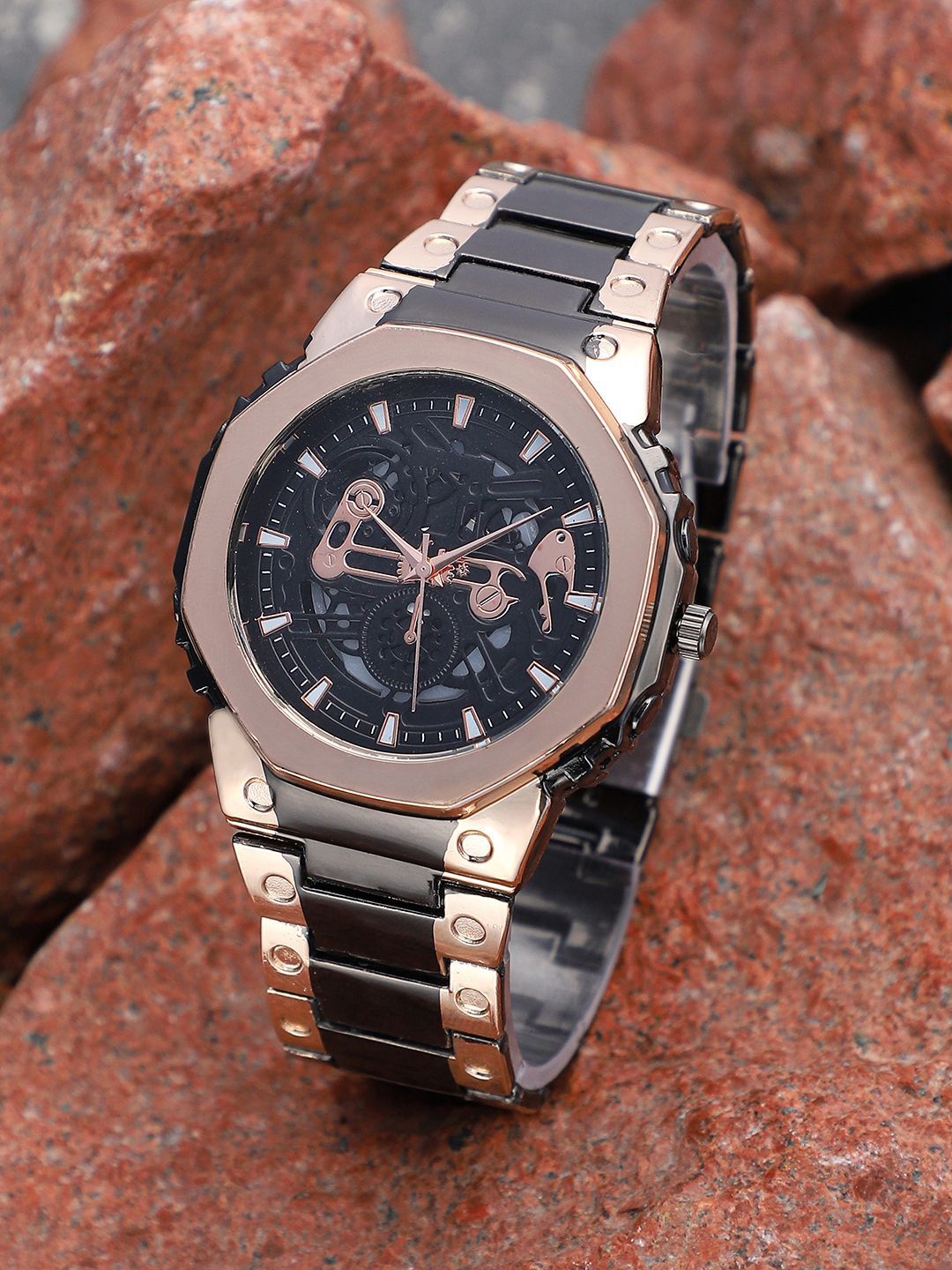 French Accent Men Embellished Dial & Stainless Steel Bracelet Style Straps Analogue Watch SS25_FAWC1030-picture-10