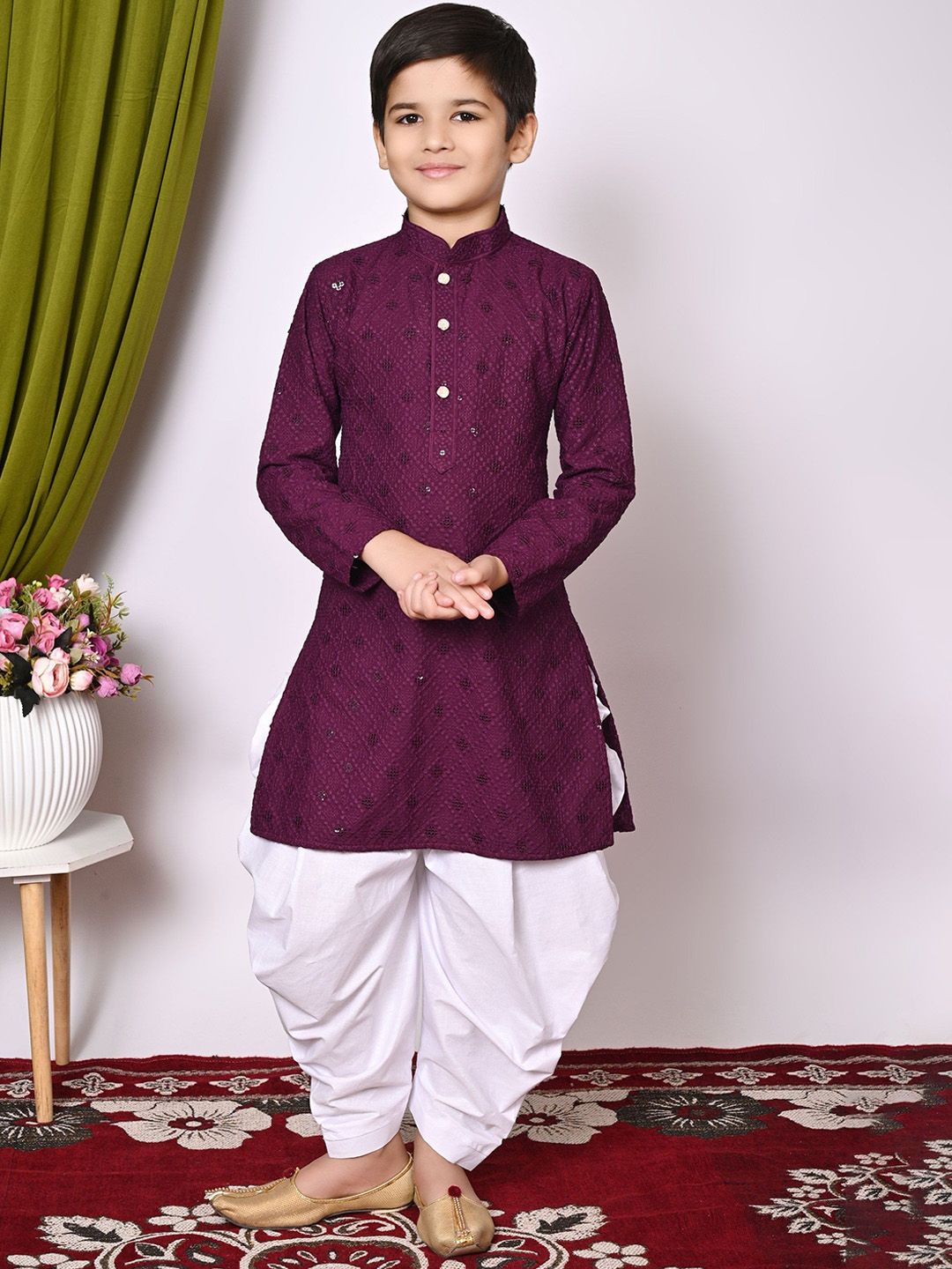 BAESD Boys Embroidered Regular Sequinned Kurta with Patiala-picture-32