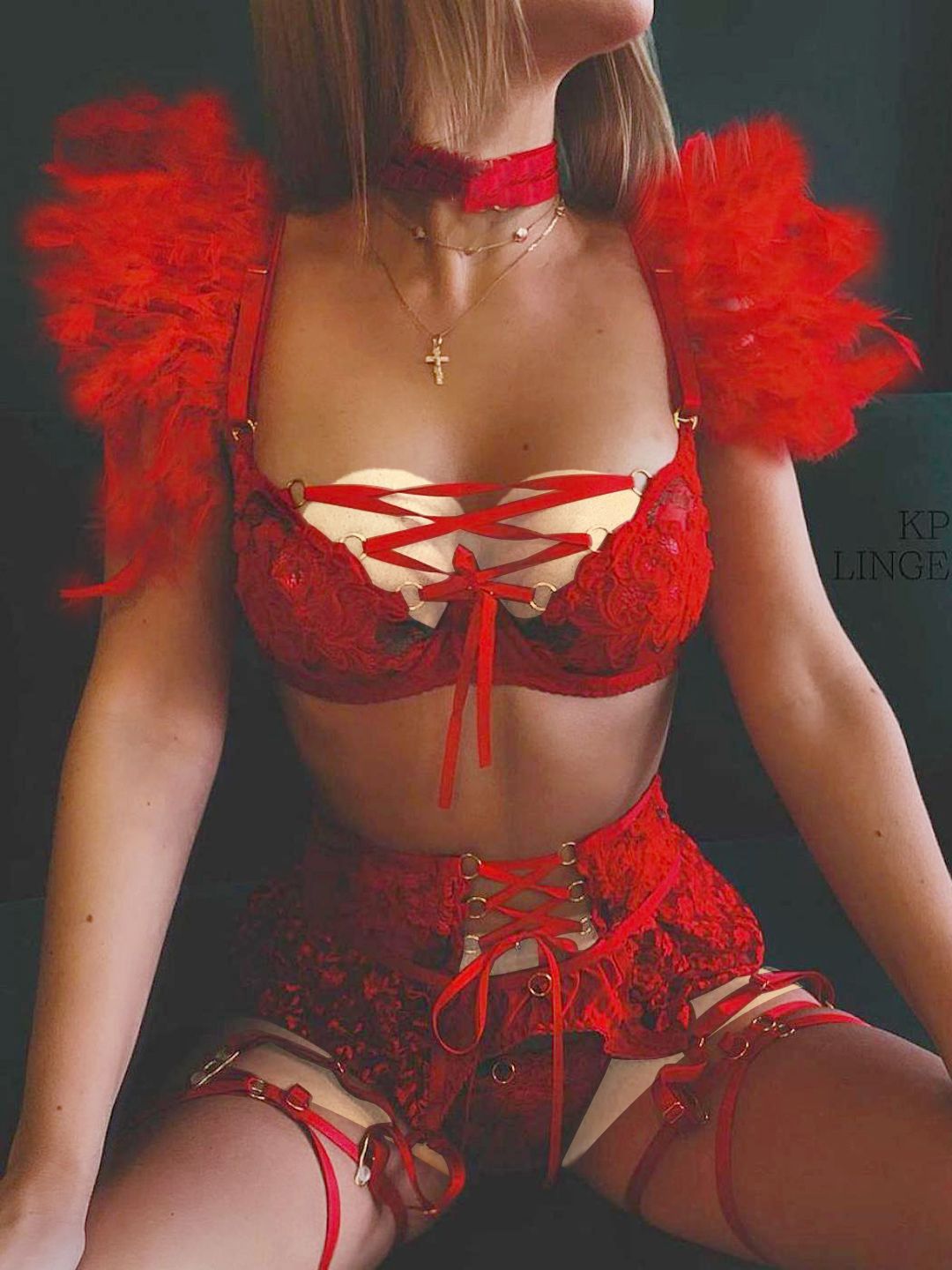KRENOZ Net Halter Neck Baby Doll