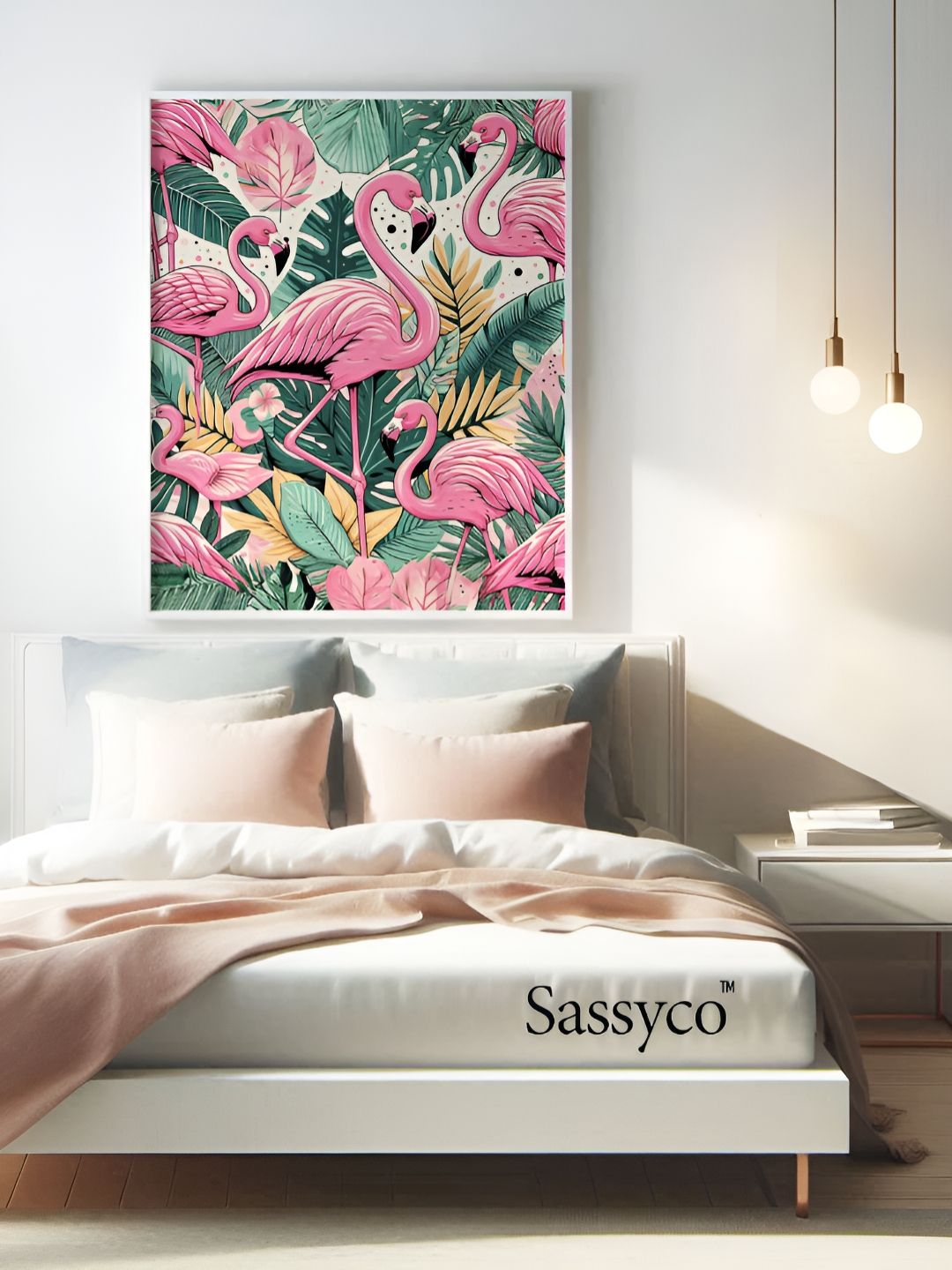 Sassyco Pink & Green 1 Piece Canvas Birds and Animals Wall Paintings-picture-37