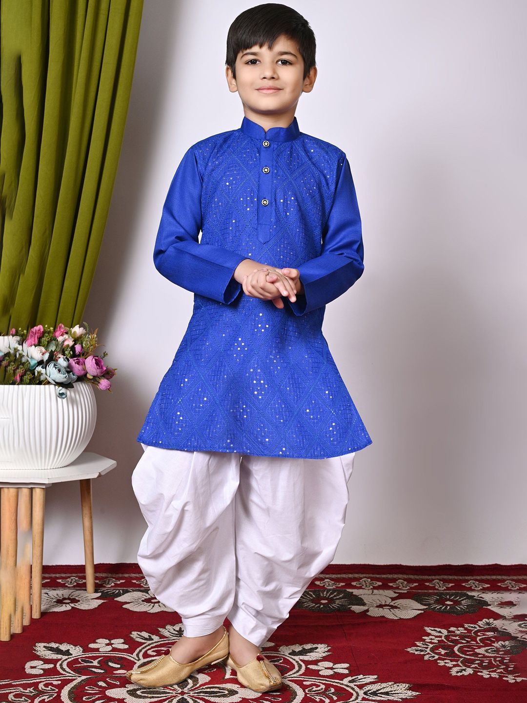 BAESD Boys Embroidered Regular Sequinned Kurta with Patiala-picture-21