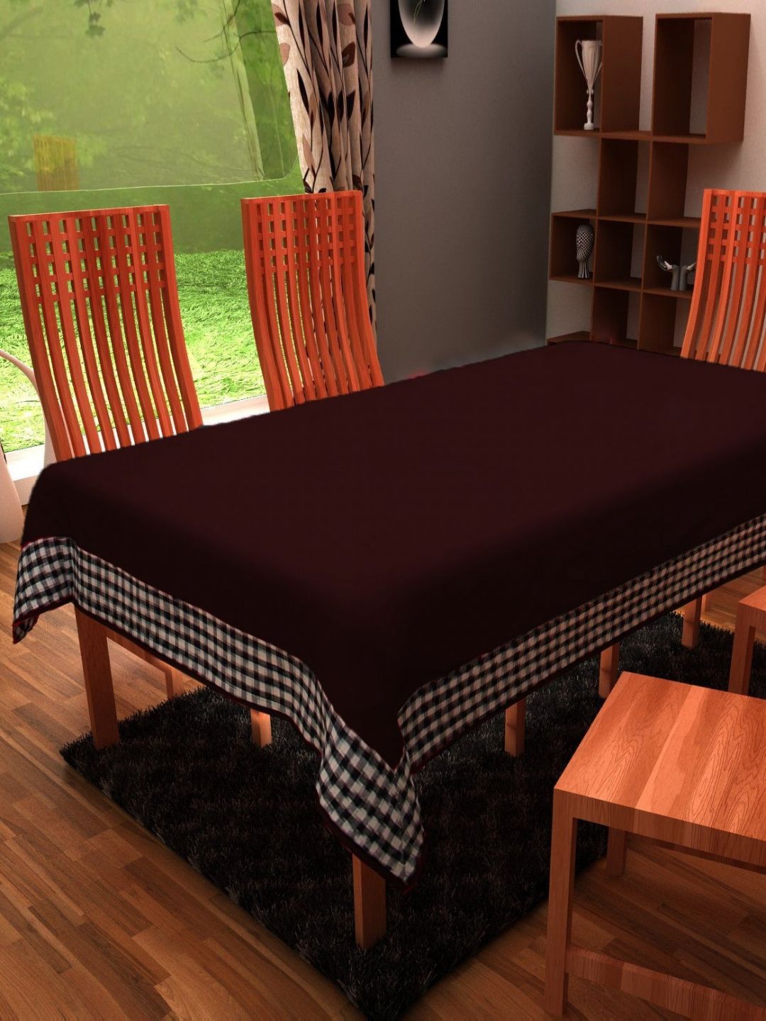Home Heart Brown Cotton 8-Seater Table Cover with Patchwork details-picture-23