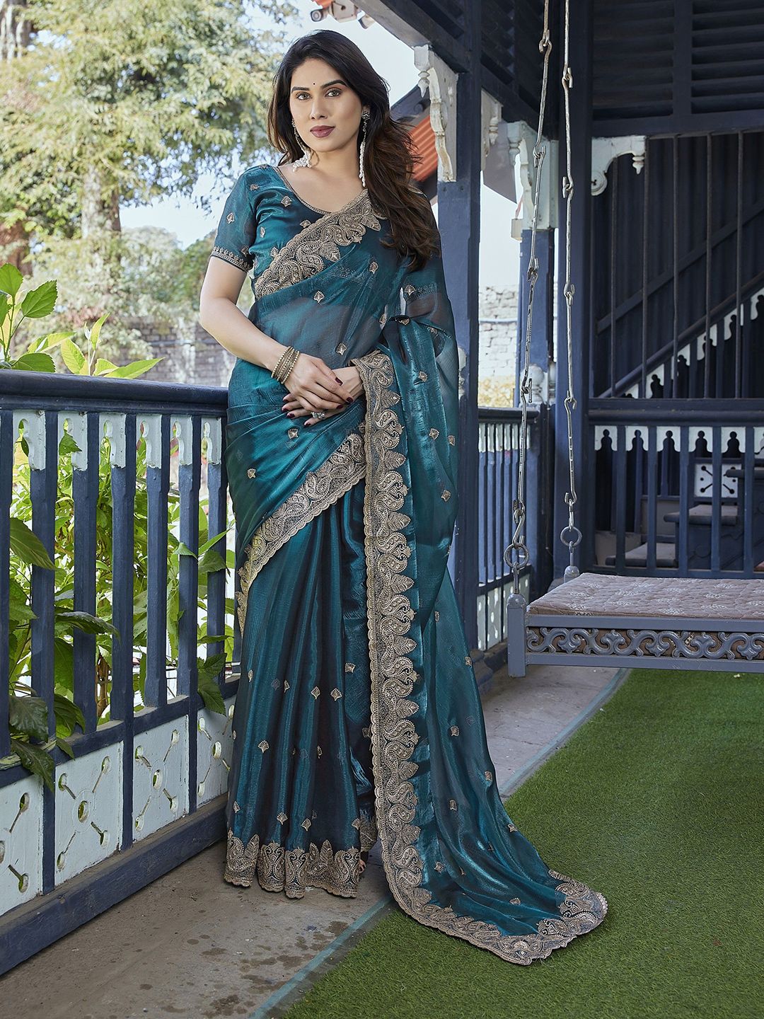 Moda Rapido Embellished Embroidered Organza Saree-picture-14