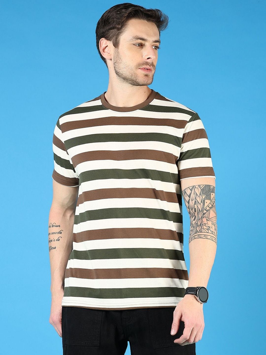 V-Mart Men Striped Pockets T-shirt-picture-52