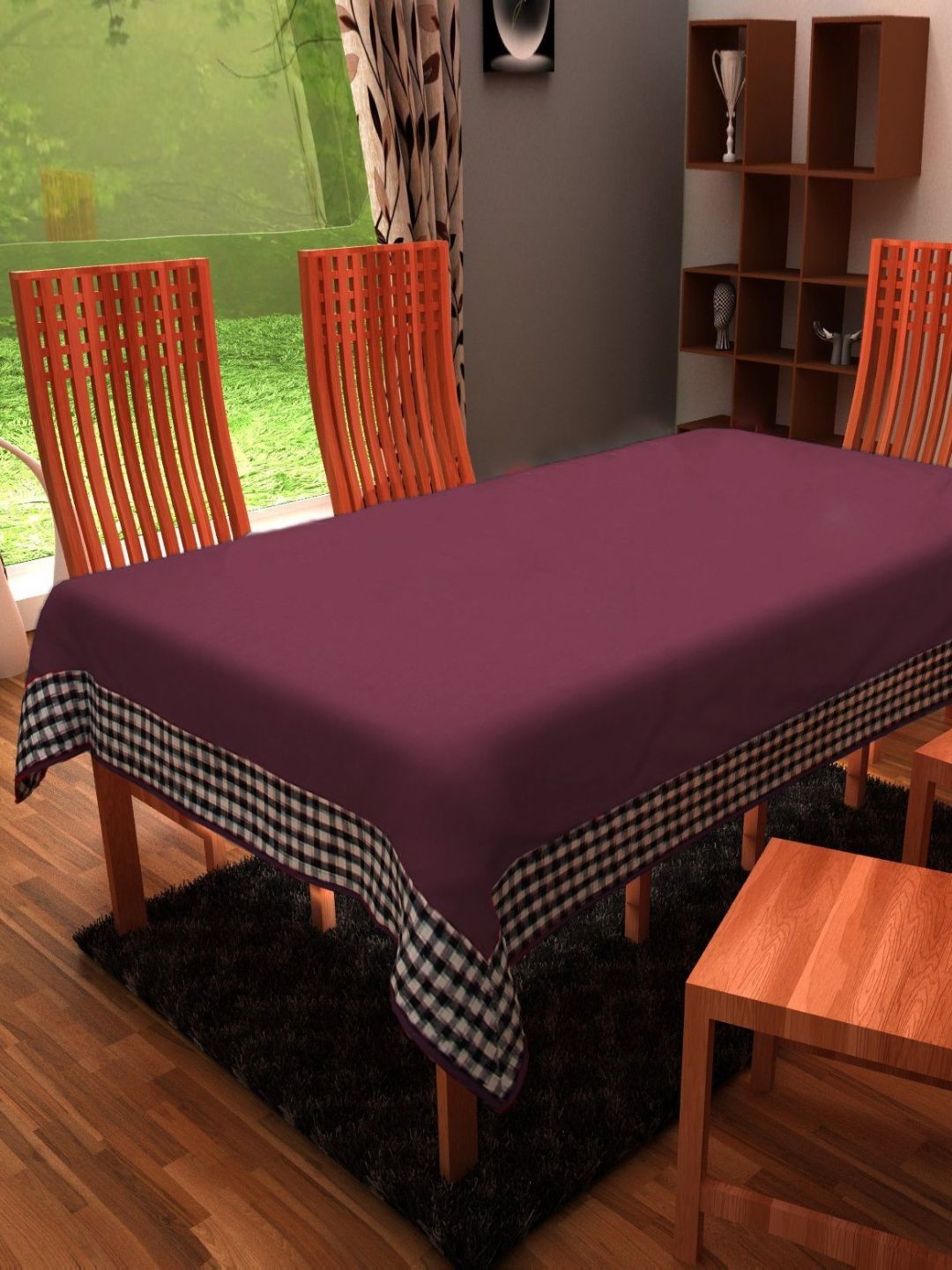 Home Heart Purple Cotton 6-Seater Table Cover with Patchwork details-picture-18
